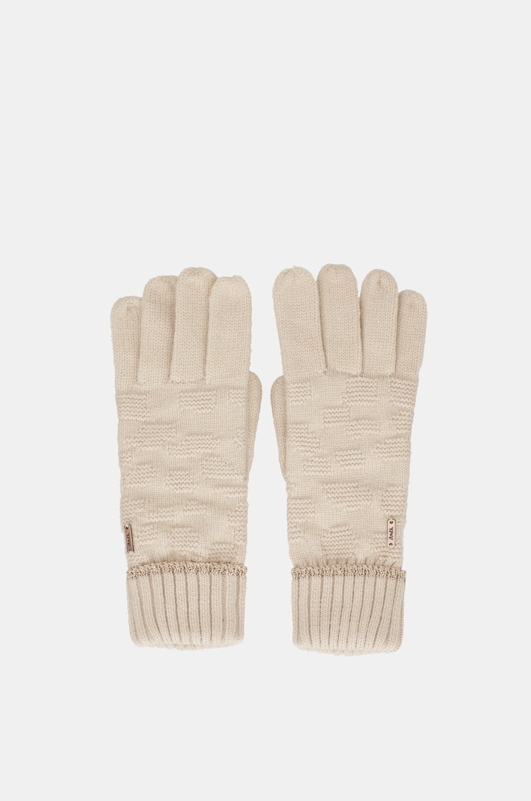 Beige gestrickte Handschuhe