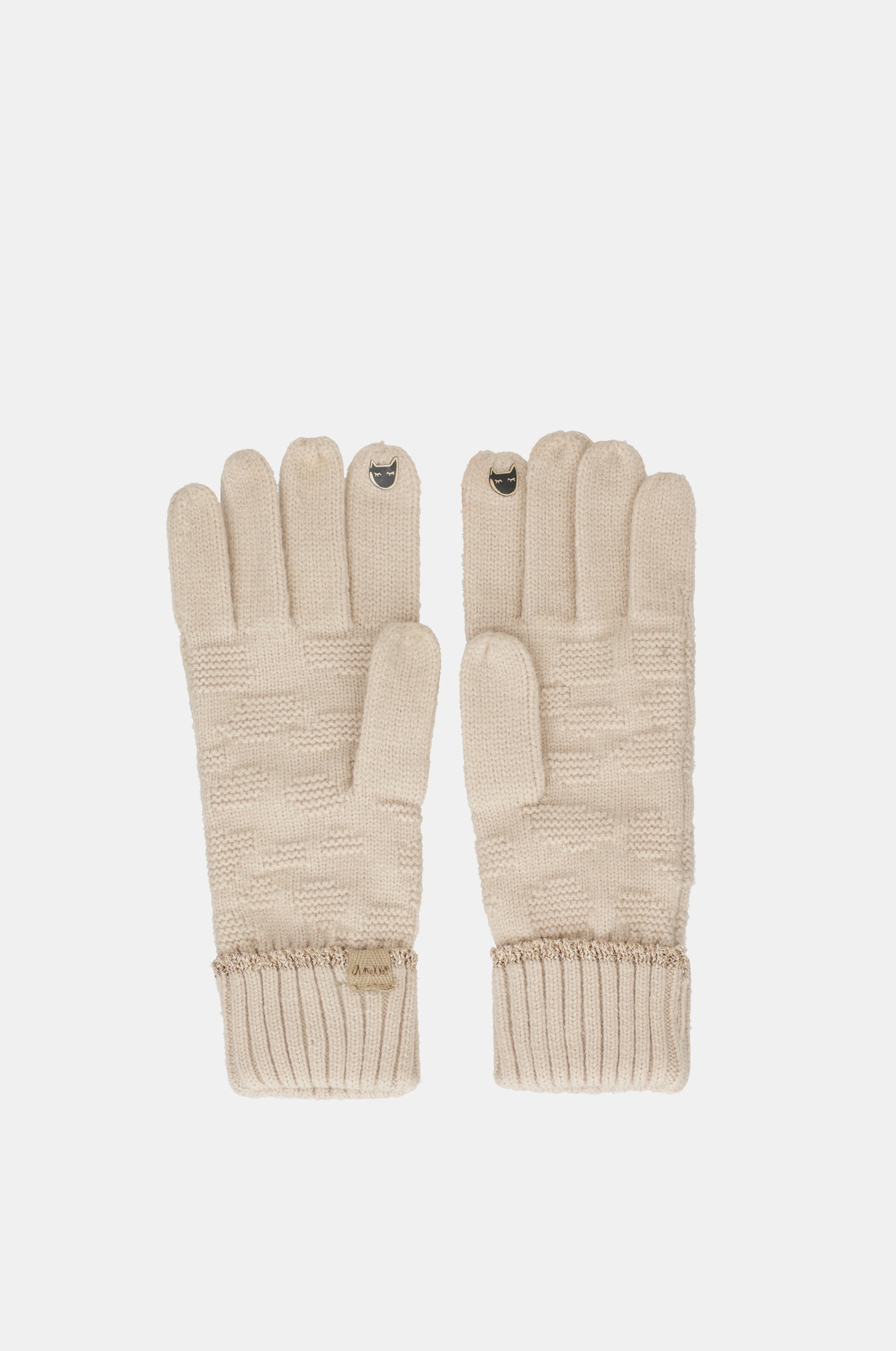 Beige gestrickte Handschuhe