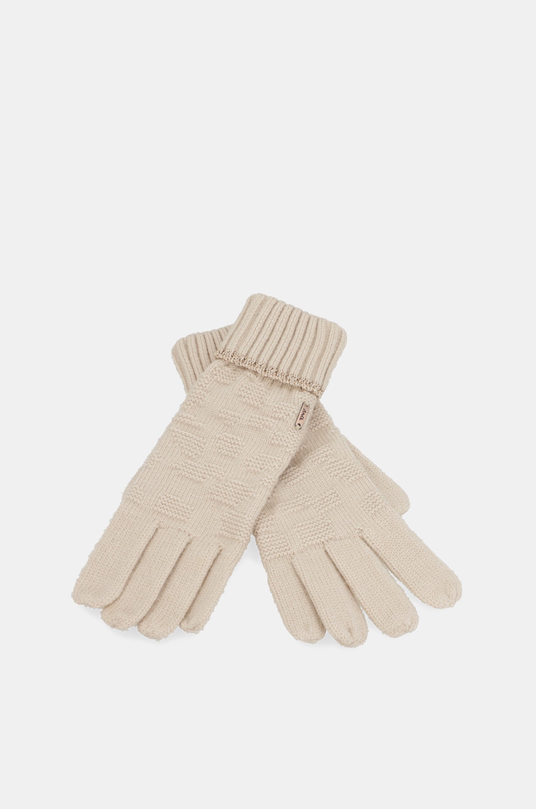 Beige gestrickte Handschuhe