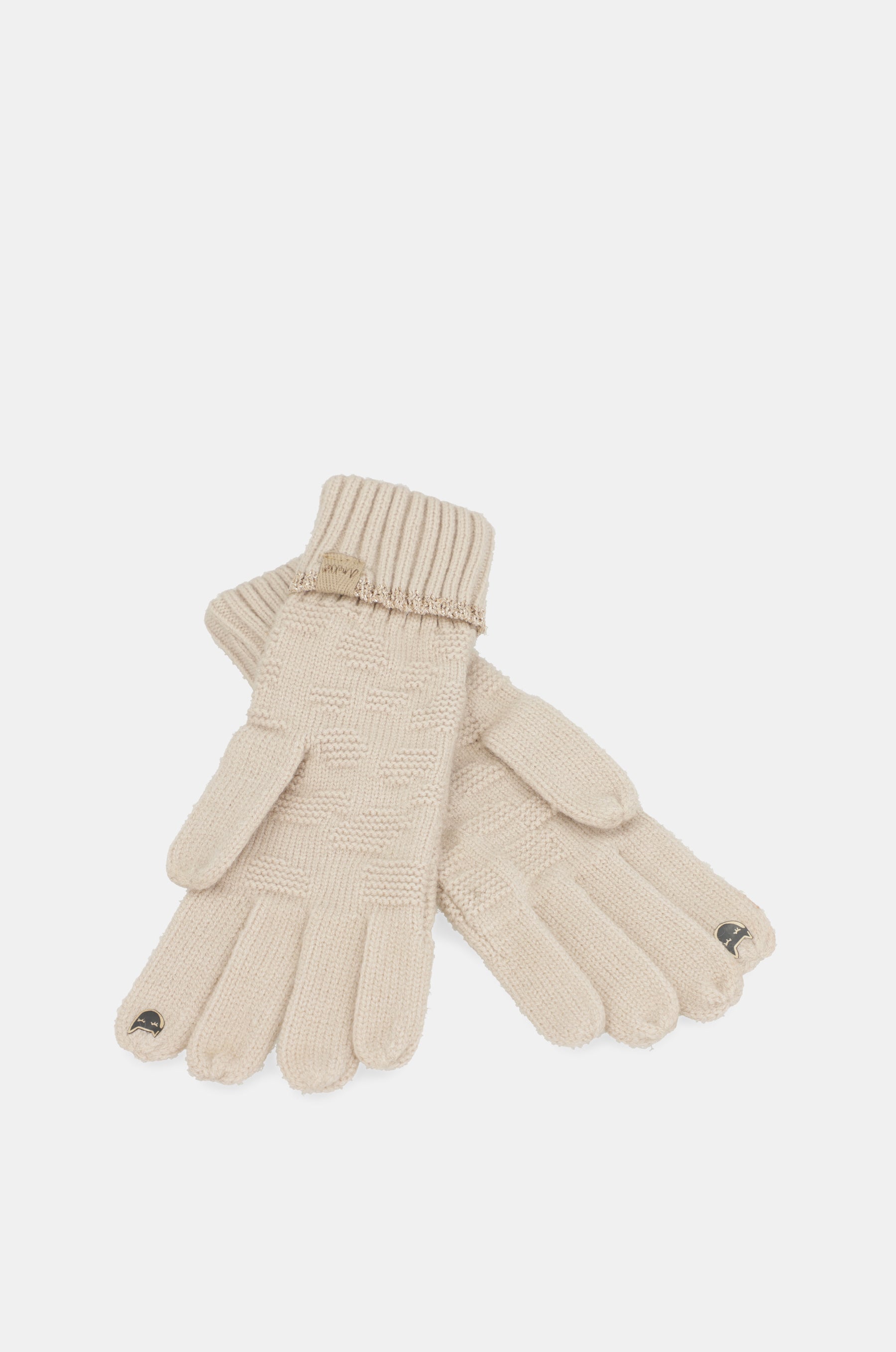 Beige gestrickte Handschuhe