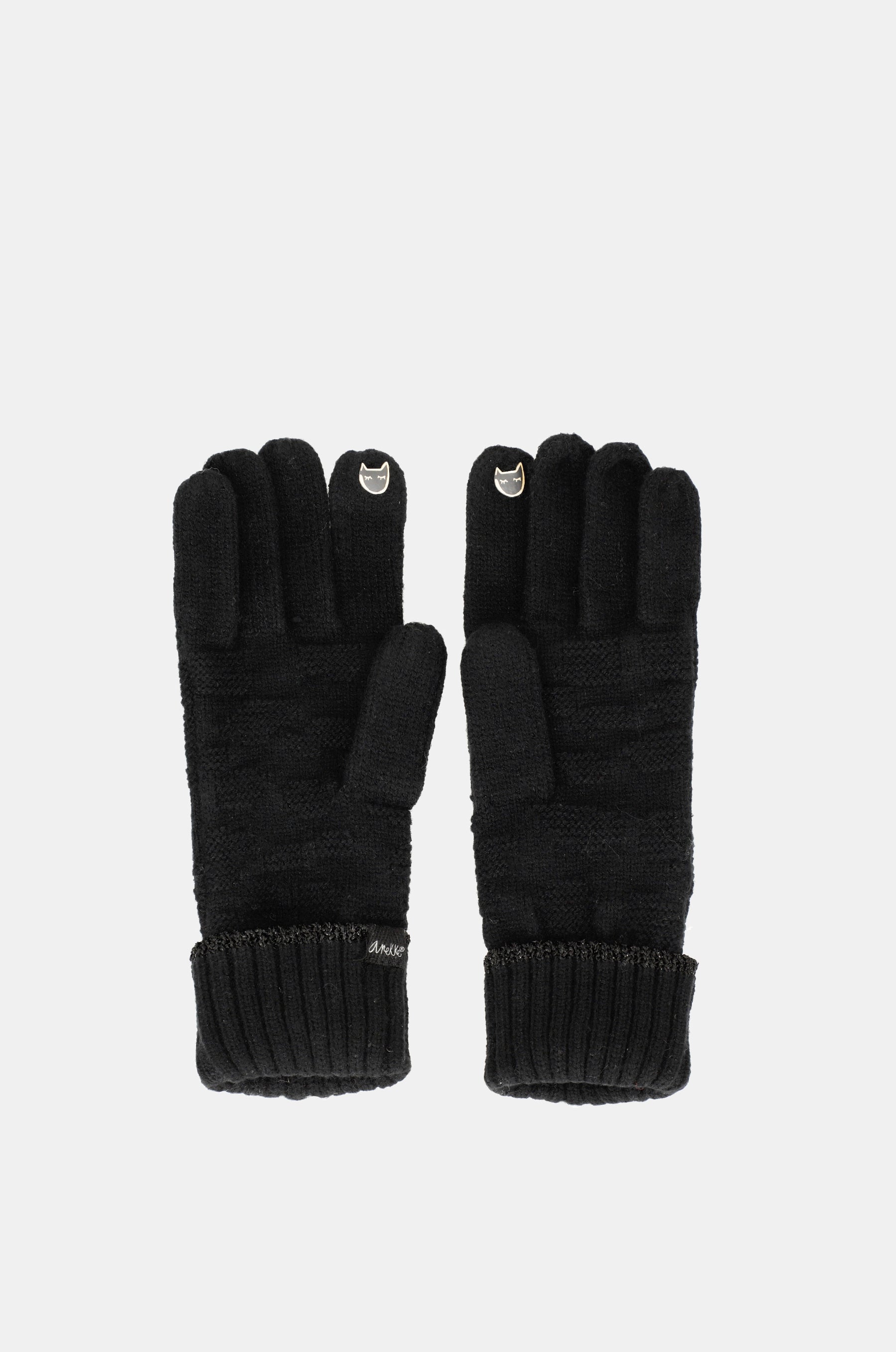 Schwarze Strickhandschuhe