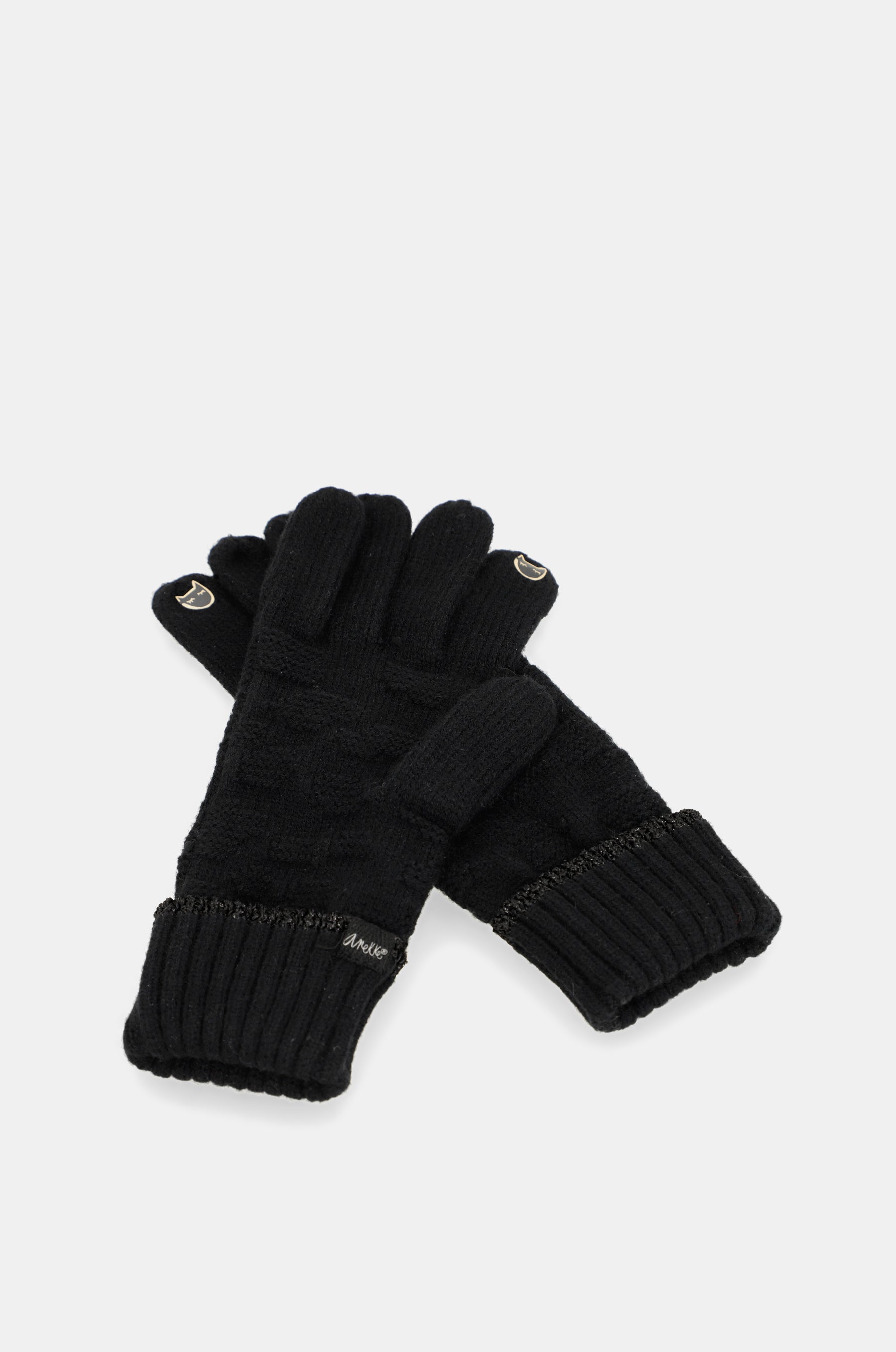 Schwarze Strickhandschuhe