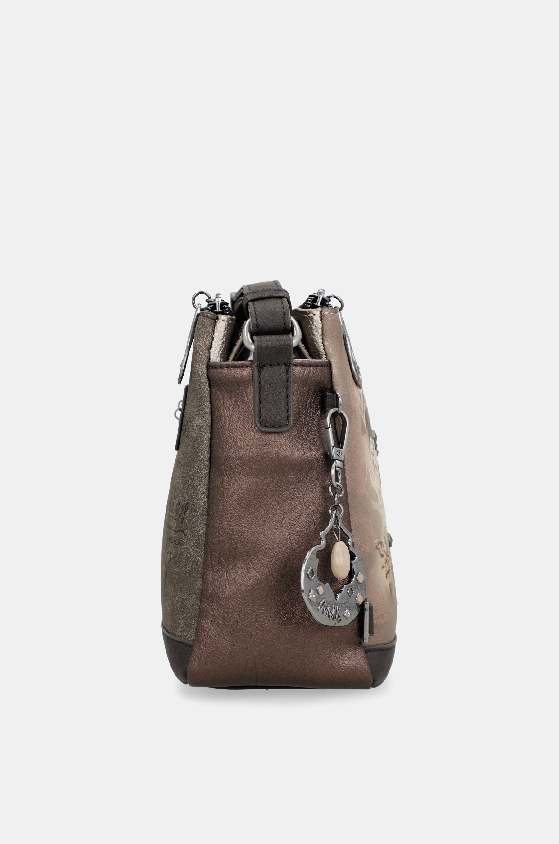 Umhängetasche gemustert mit 3 Fächern Real