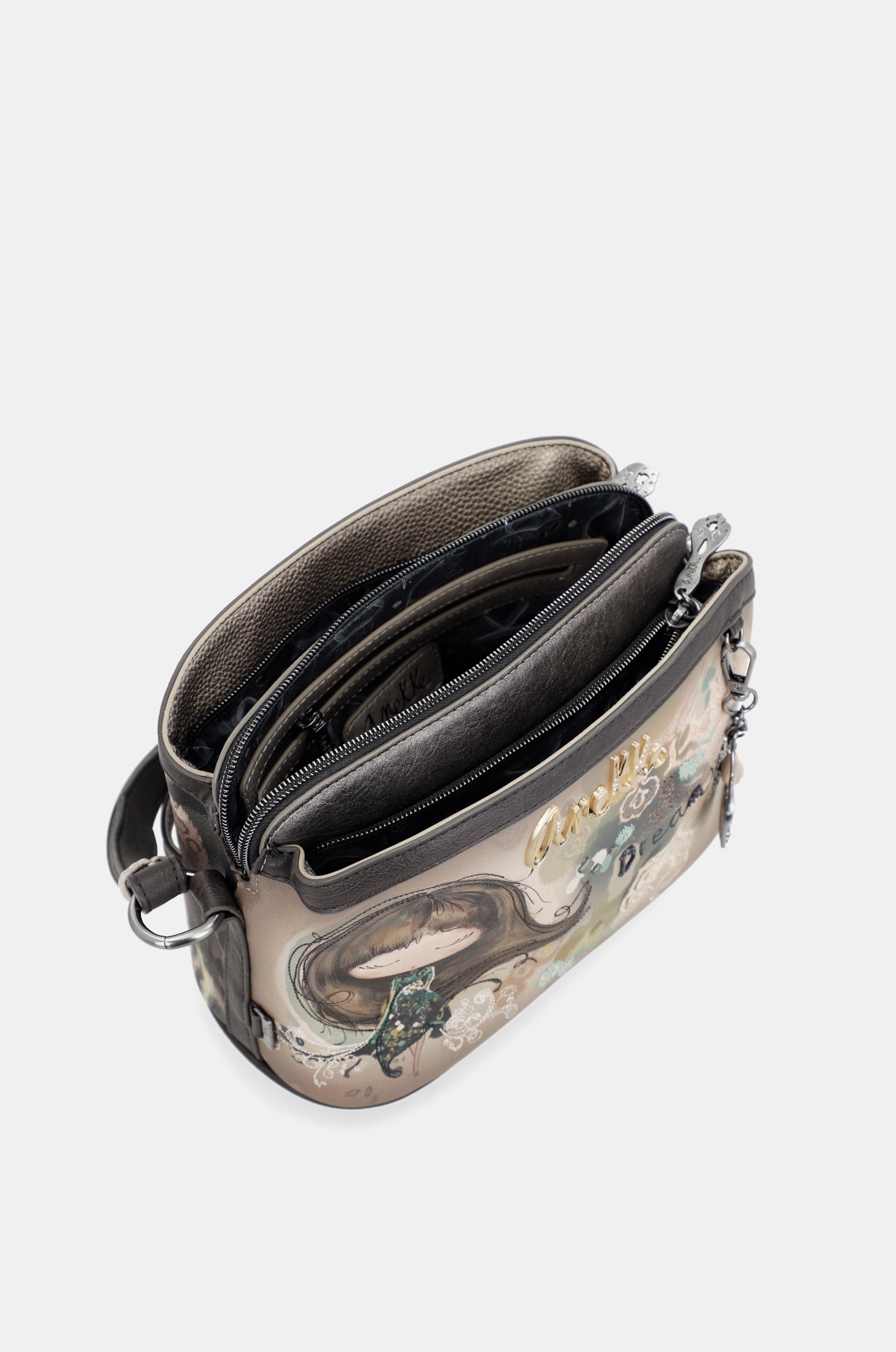 Umhängetasche mit 3 Fächern Real mittelgroß