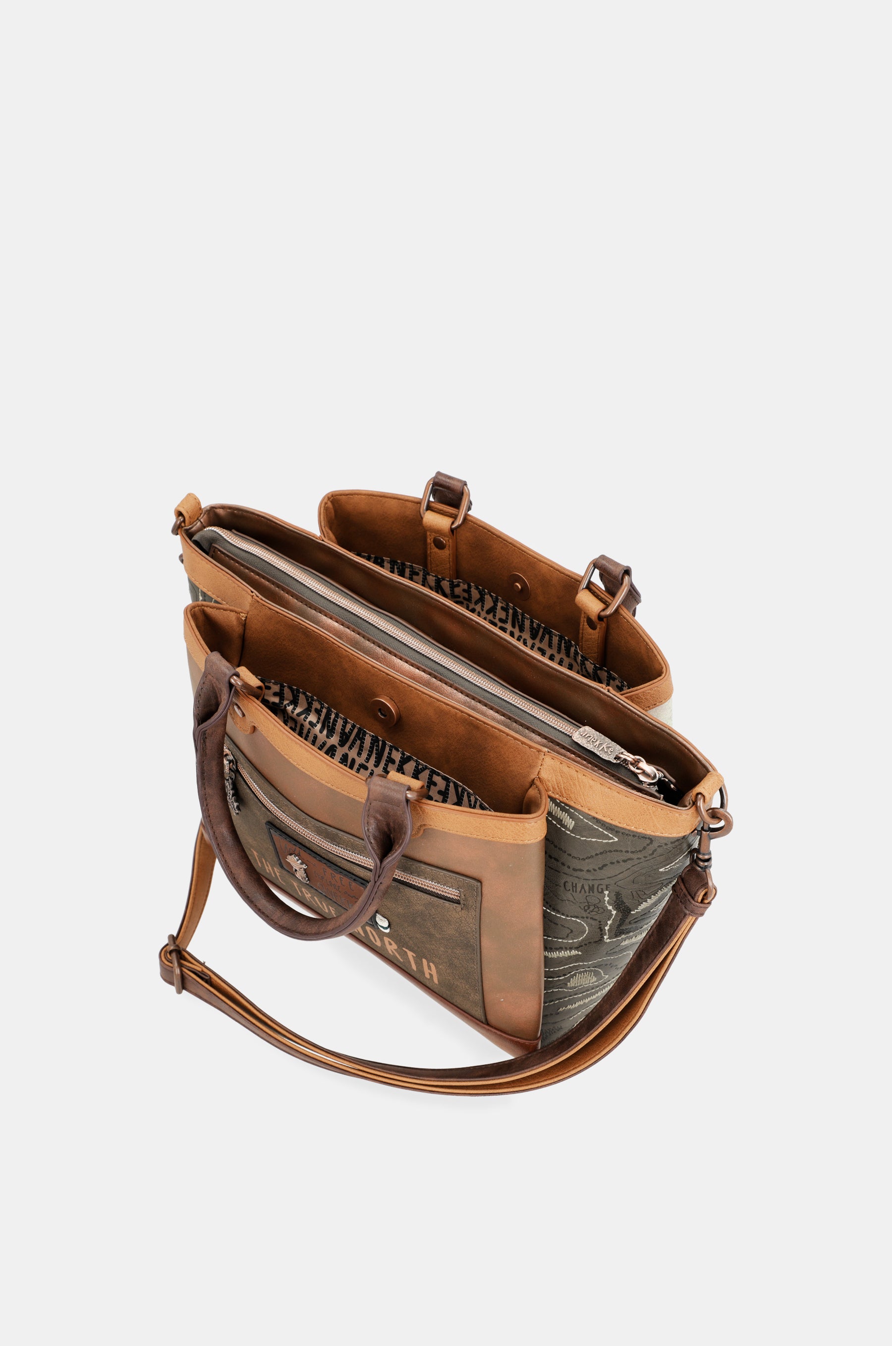 Die Forest-Tasche mit zwei Griffen und drei Fächern