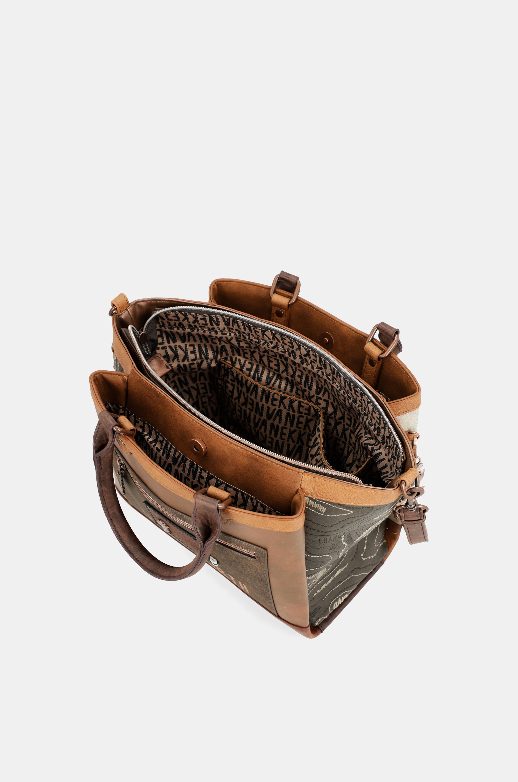 Die Forest-Tasche mit zwei Griffen und drei Fächern