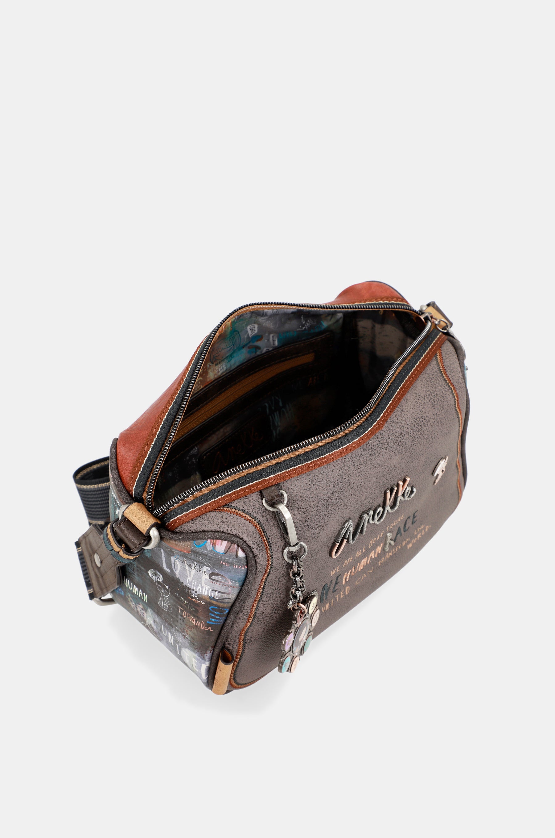 Schultertasche mit Respect “-Print