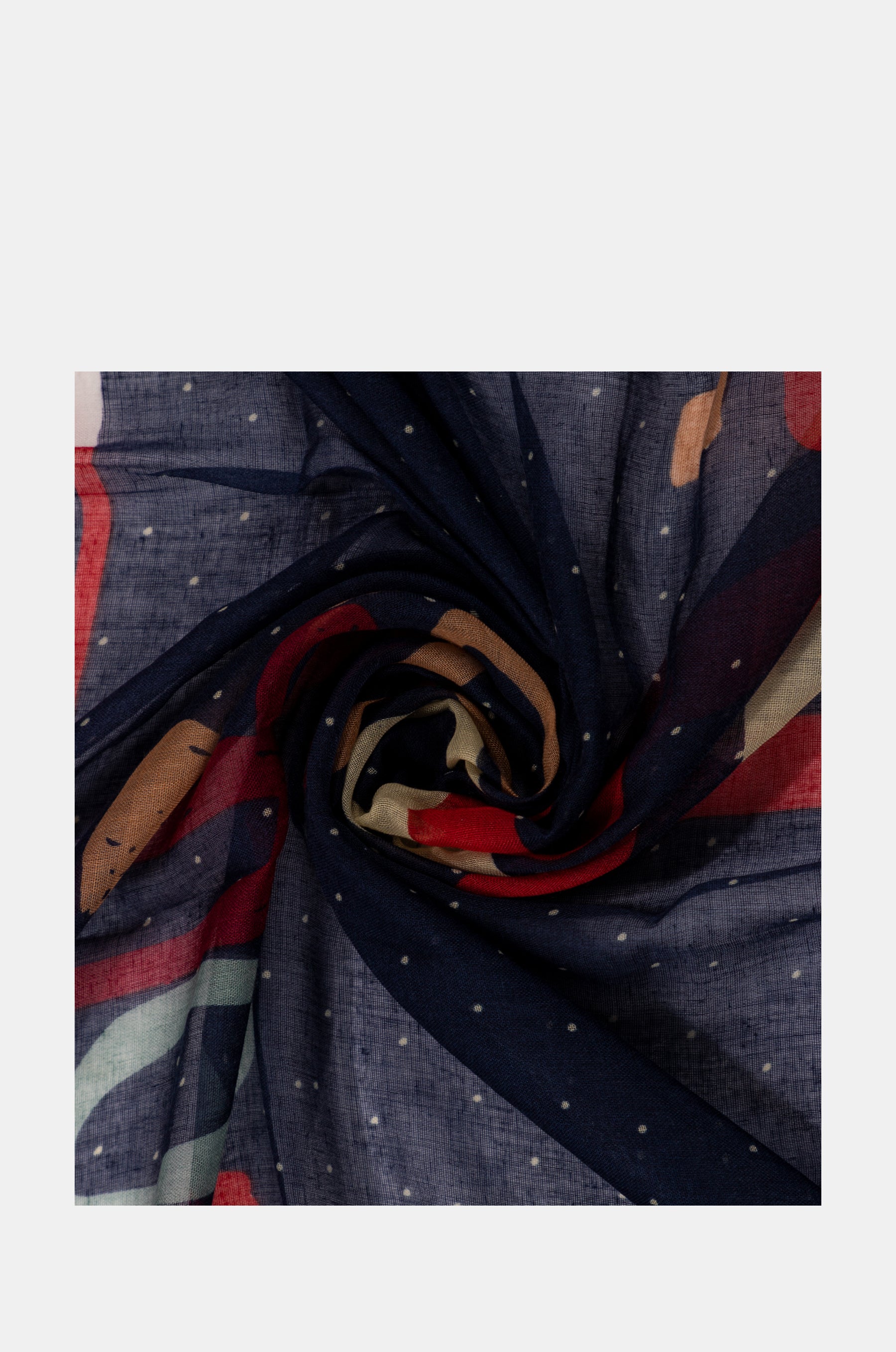 Kene Schal mit marineblauem Aufdruck