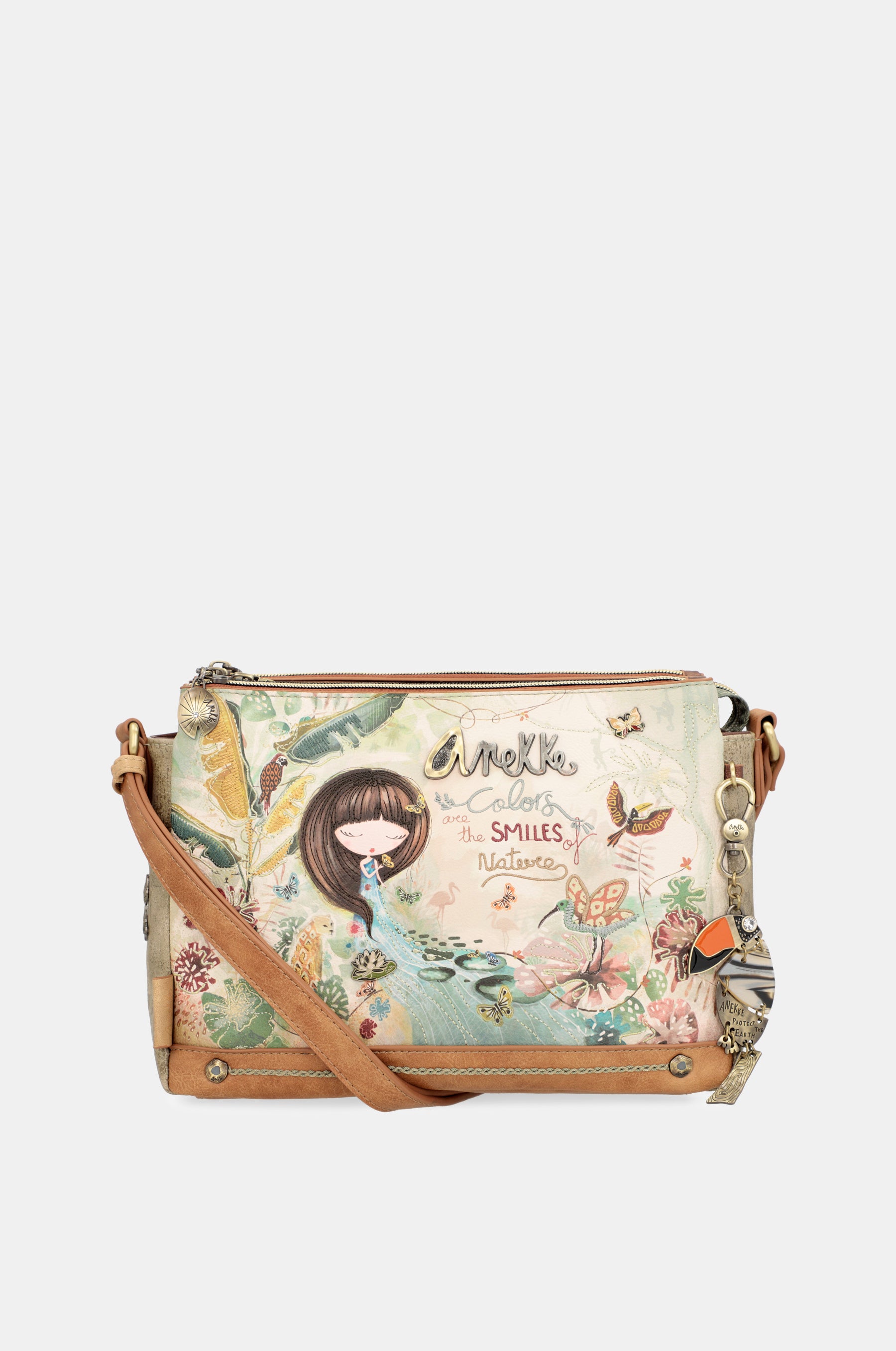 Umhängetasche mit Amazonia -Muster und 3 Fächern