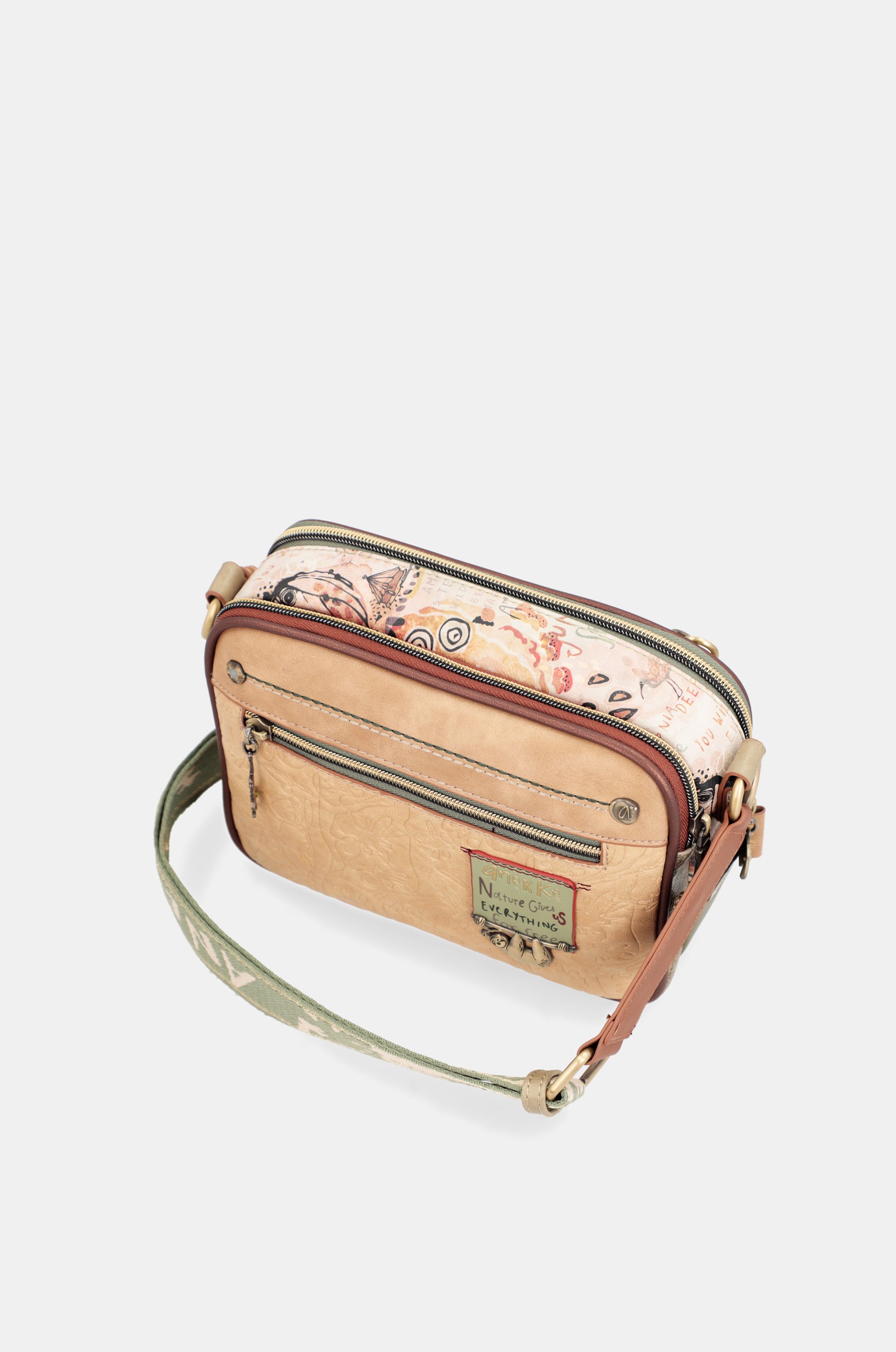 Umhängetasche mit Butterfly Motiv und Doppelfächern