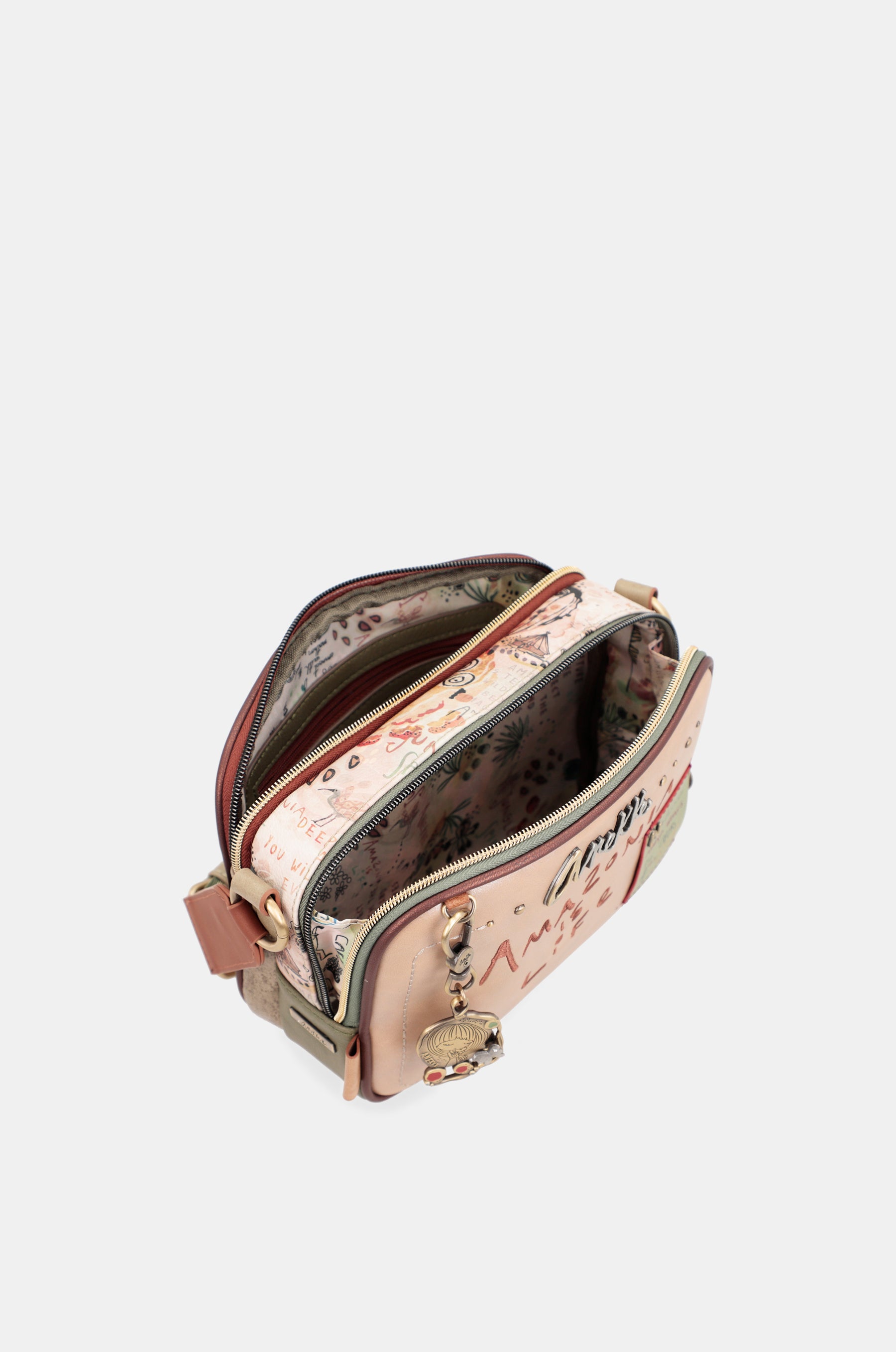 Umhängetasche mit Butterfly Motiv und Doppelfächern