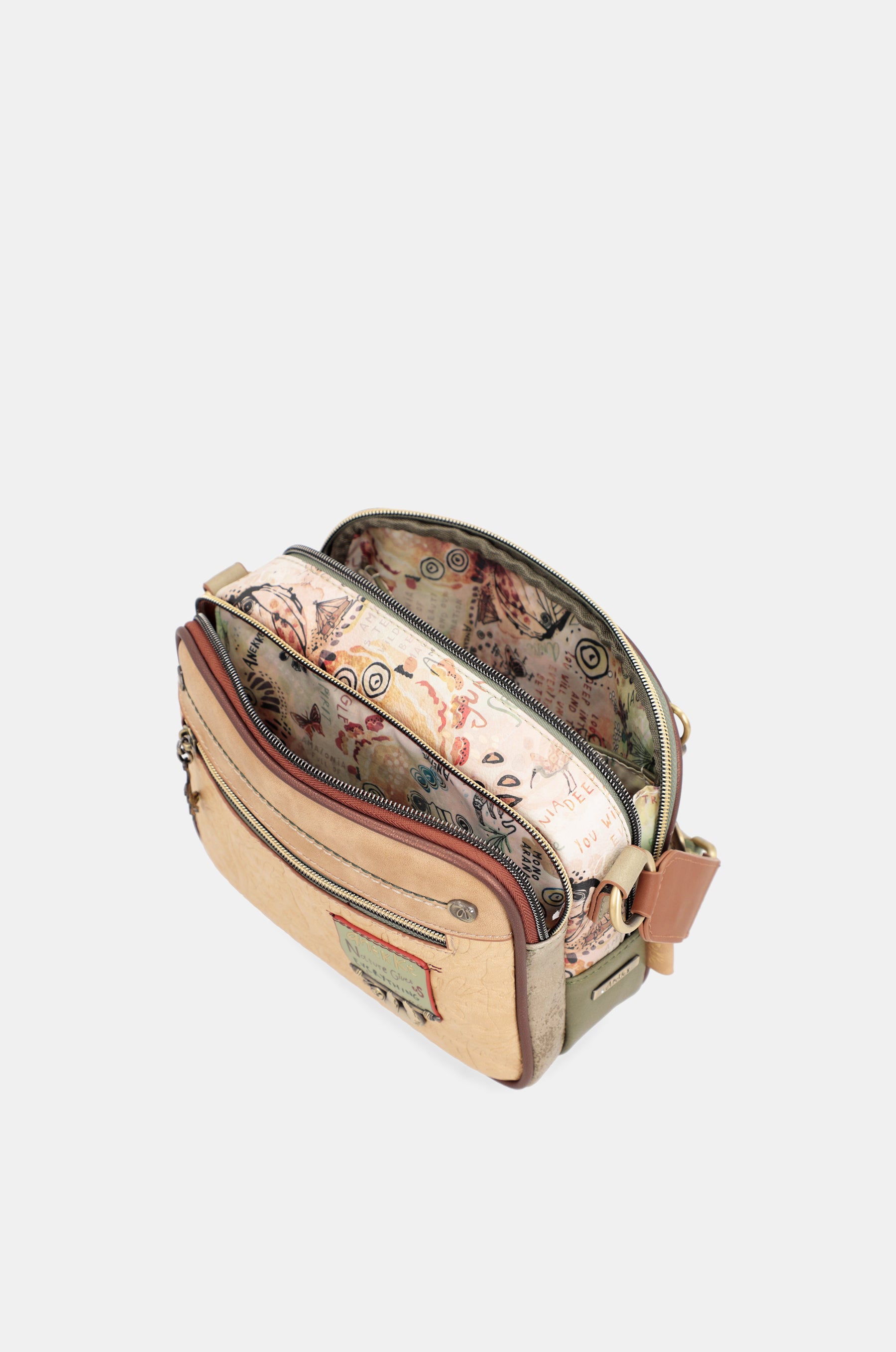 Umhängetasche mit Butterfly Motiv und Doppelfächern