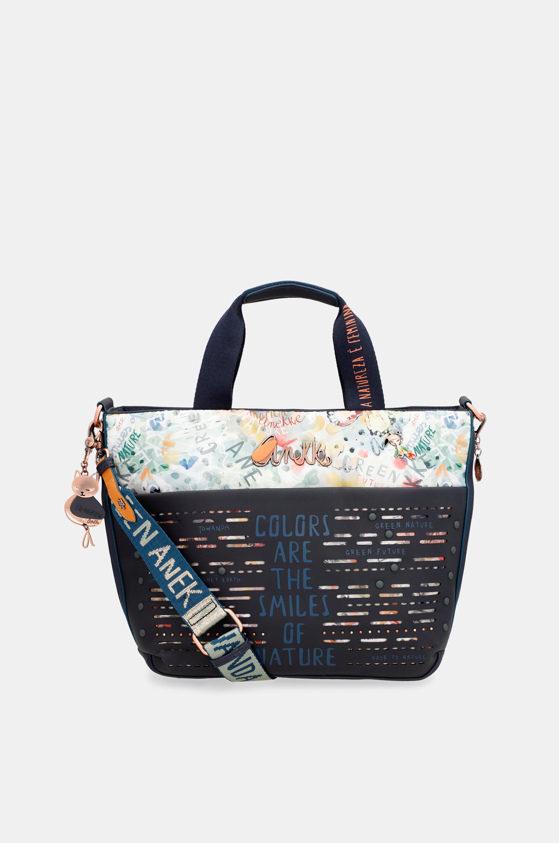 Marineblaue Tragetasche mit Schultergurt „Nature Pachamama“