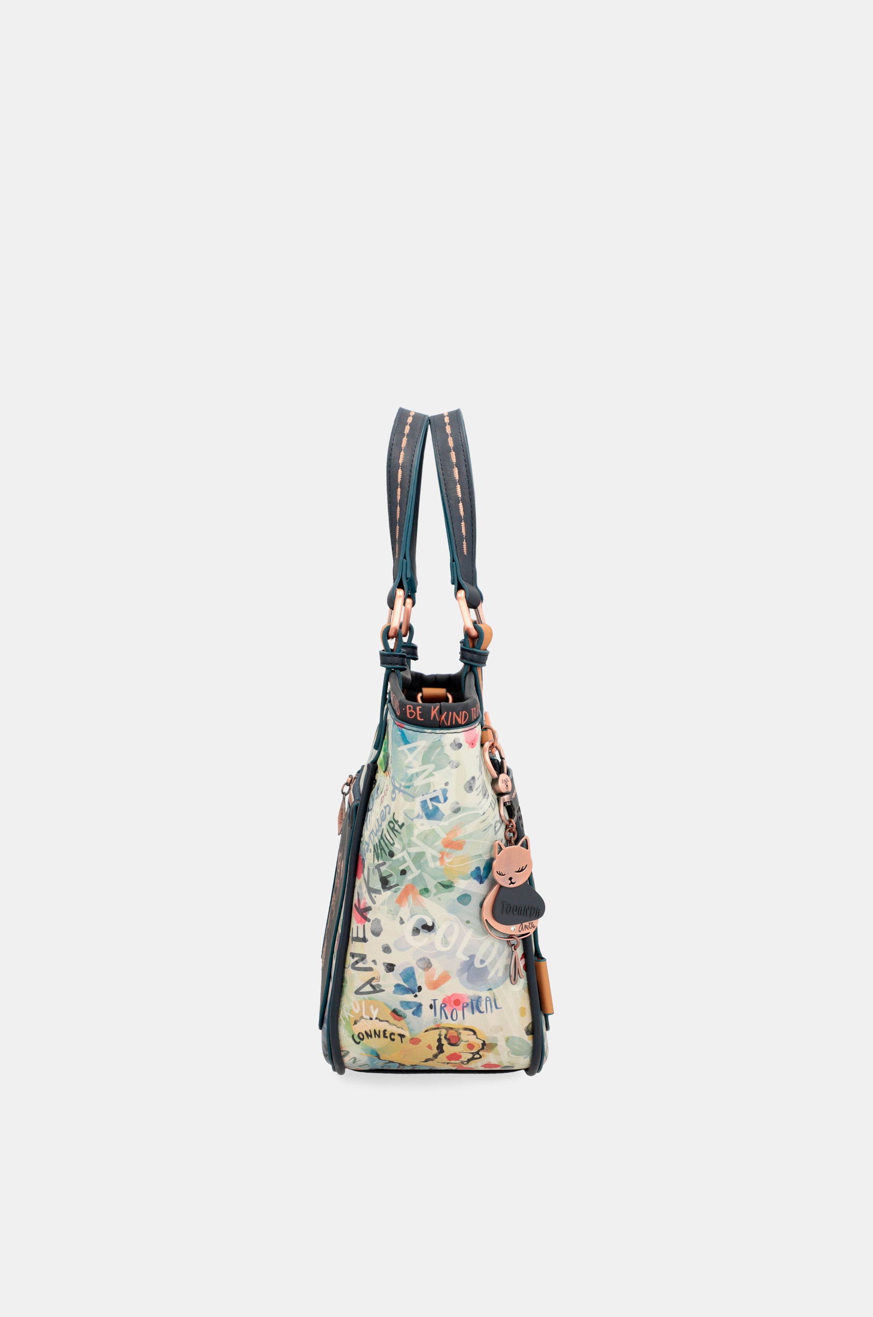 Marineblaue Tragetasche mit Aufdruck „Nature Pachamama“
