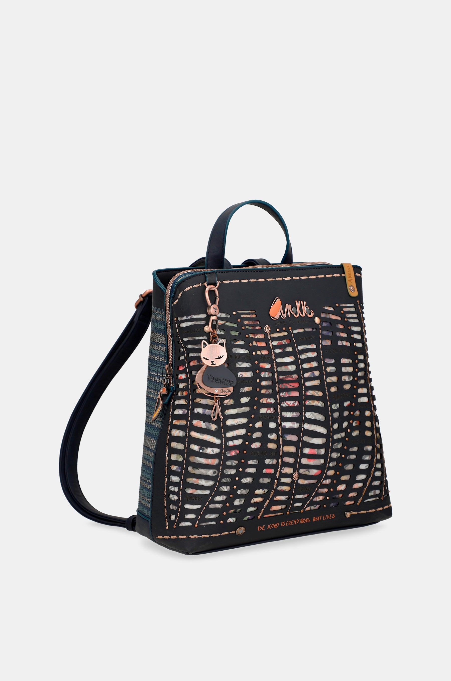 Nature Pachamama marineblauer Rucksack mit 3 Fächern
