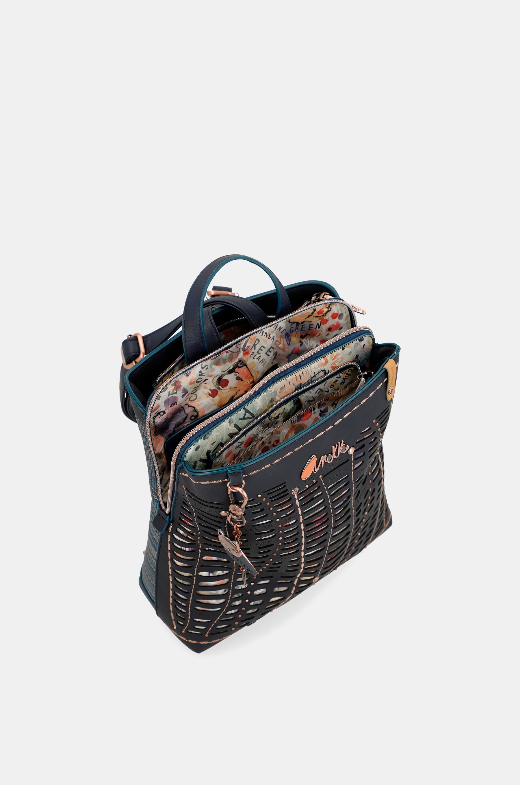 Nature Pachamama marineblauer Rucksack mit 3 Fächern