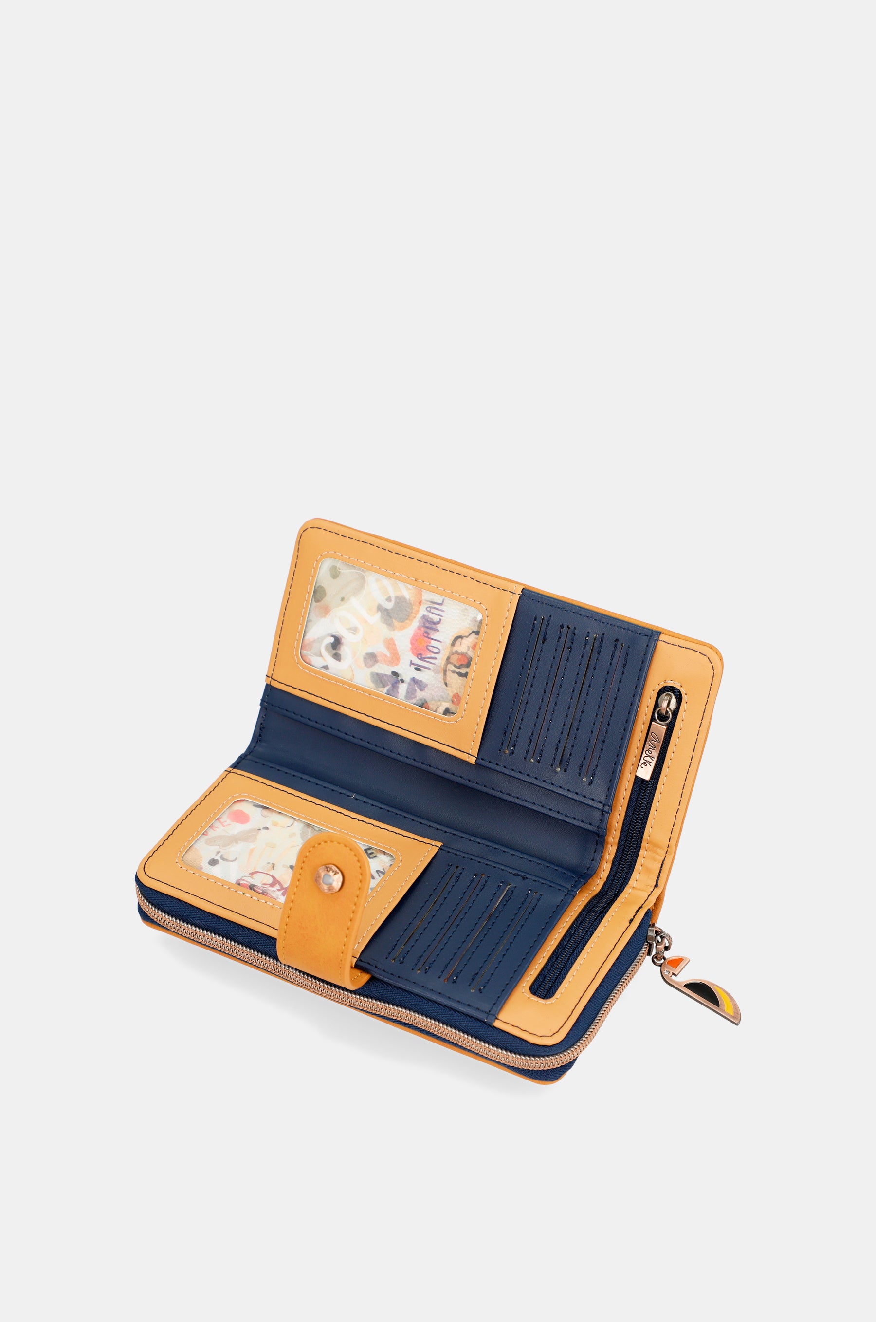 Große RFID-Geldbörse Nature Pachamama in Marineblau