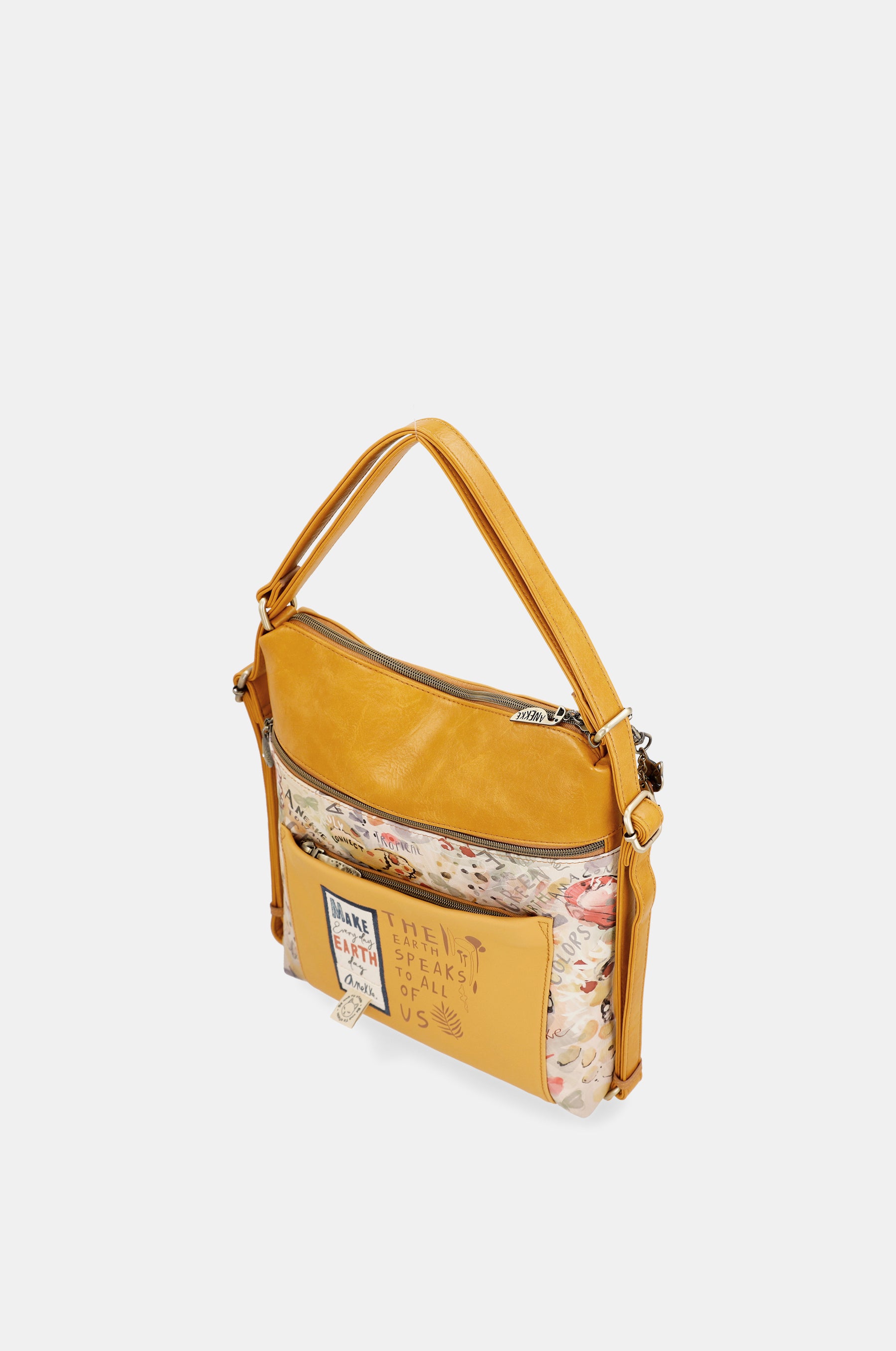 Nature Pachamama verwandelbare ockerfarbene Tasche in einen Rucksack