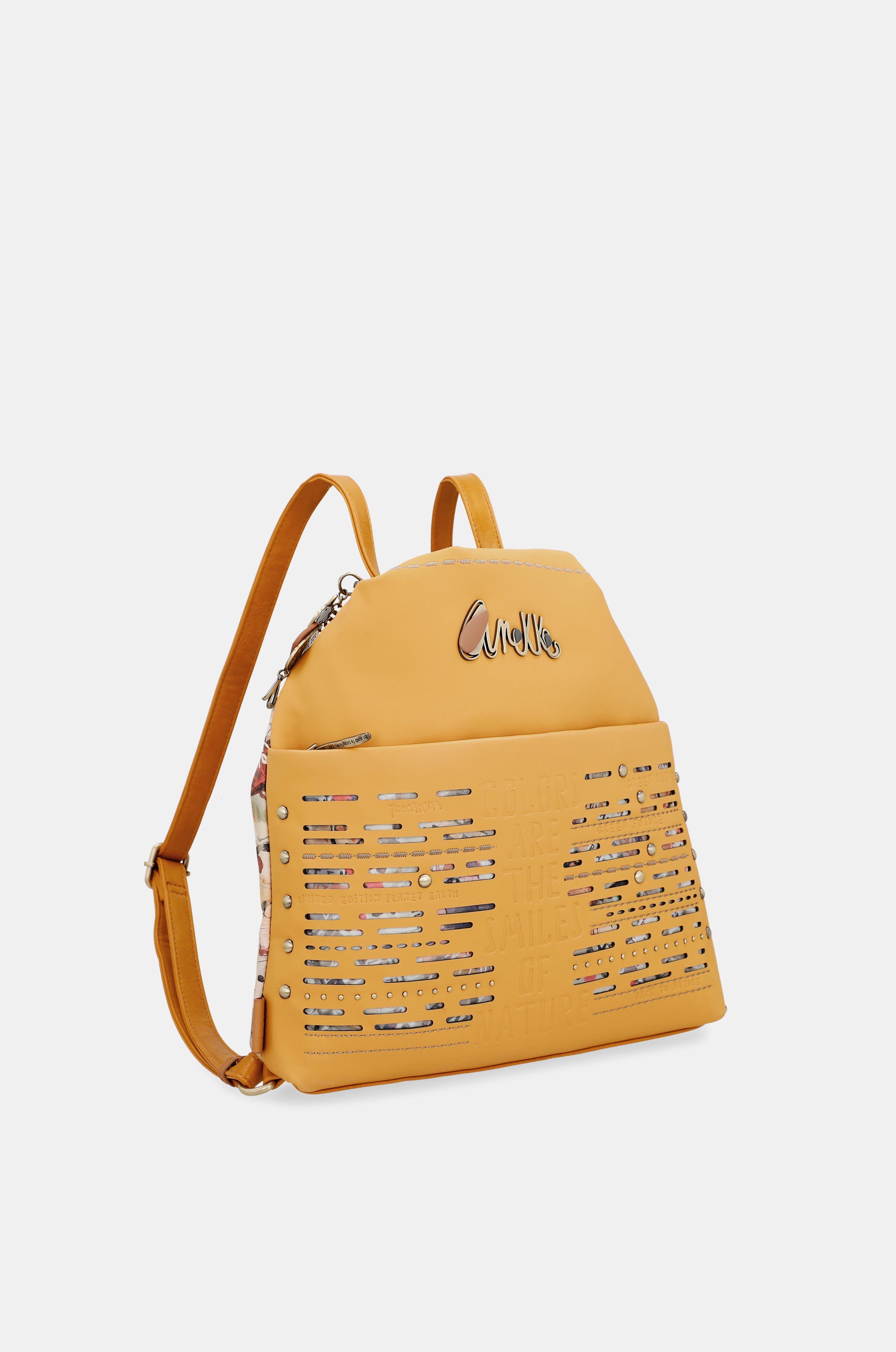 Nature Pachamama verwandelbare ockerfarbene Tasche in einen Rucksack