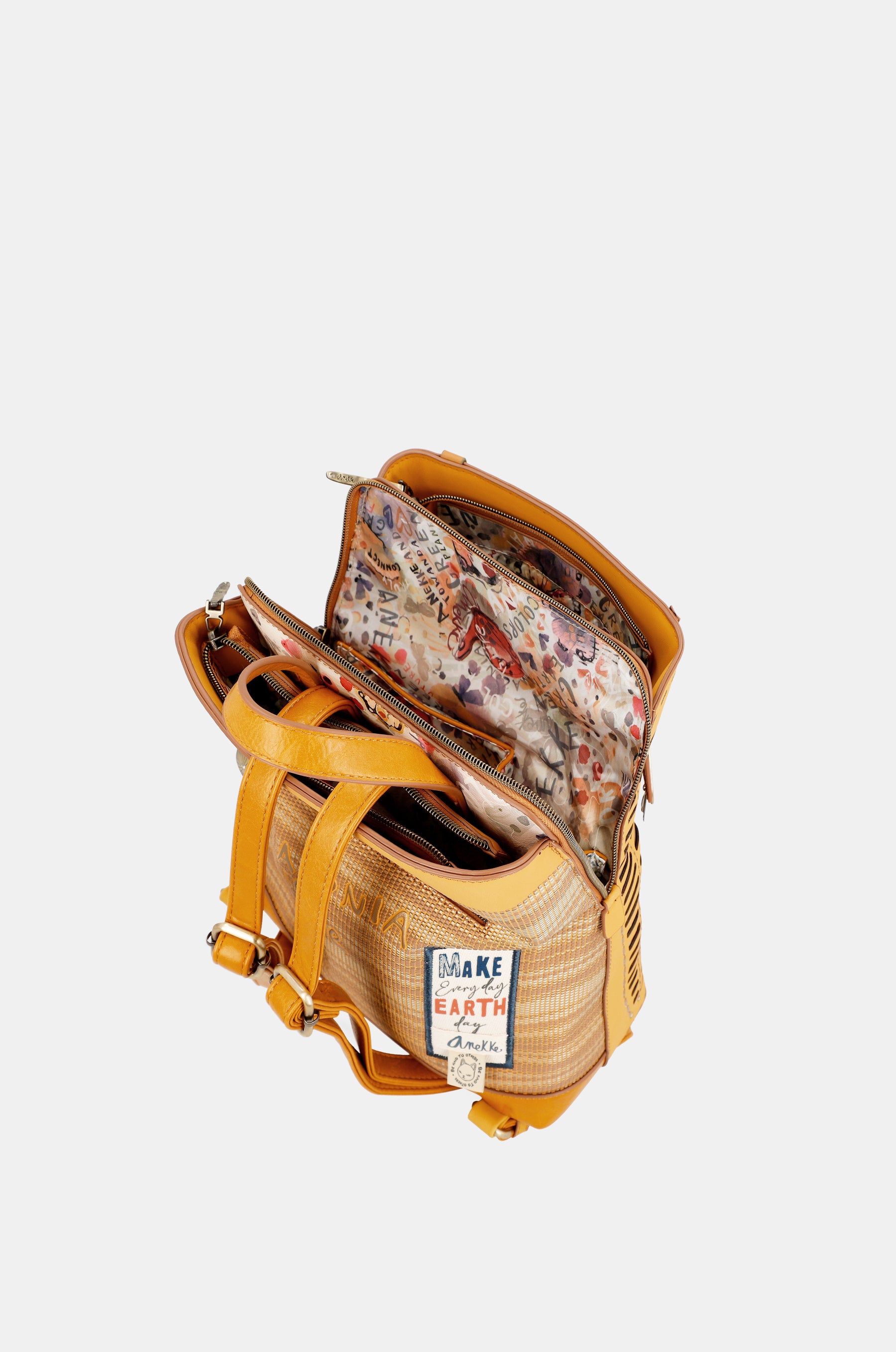 Ockerfarbener Rucksack mit 3 Fächern von Nature Pachamama