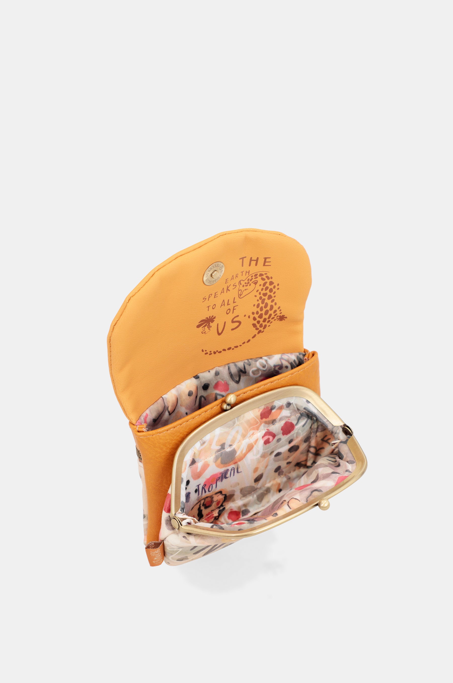 Ockerfarbene Brieftasche mit Überschlag „Nature Pachamama“
