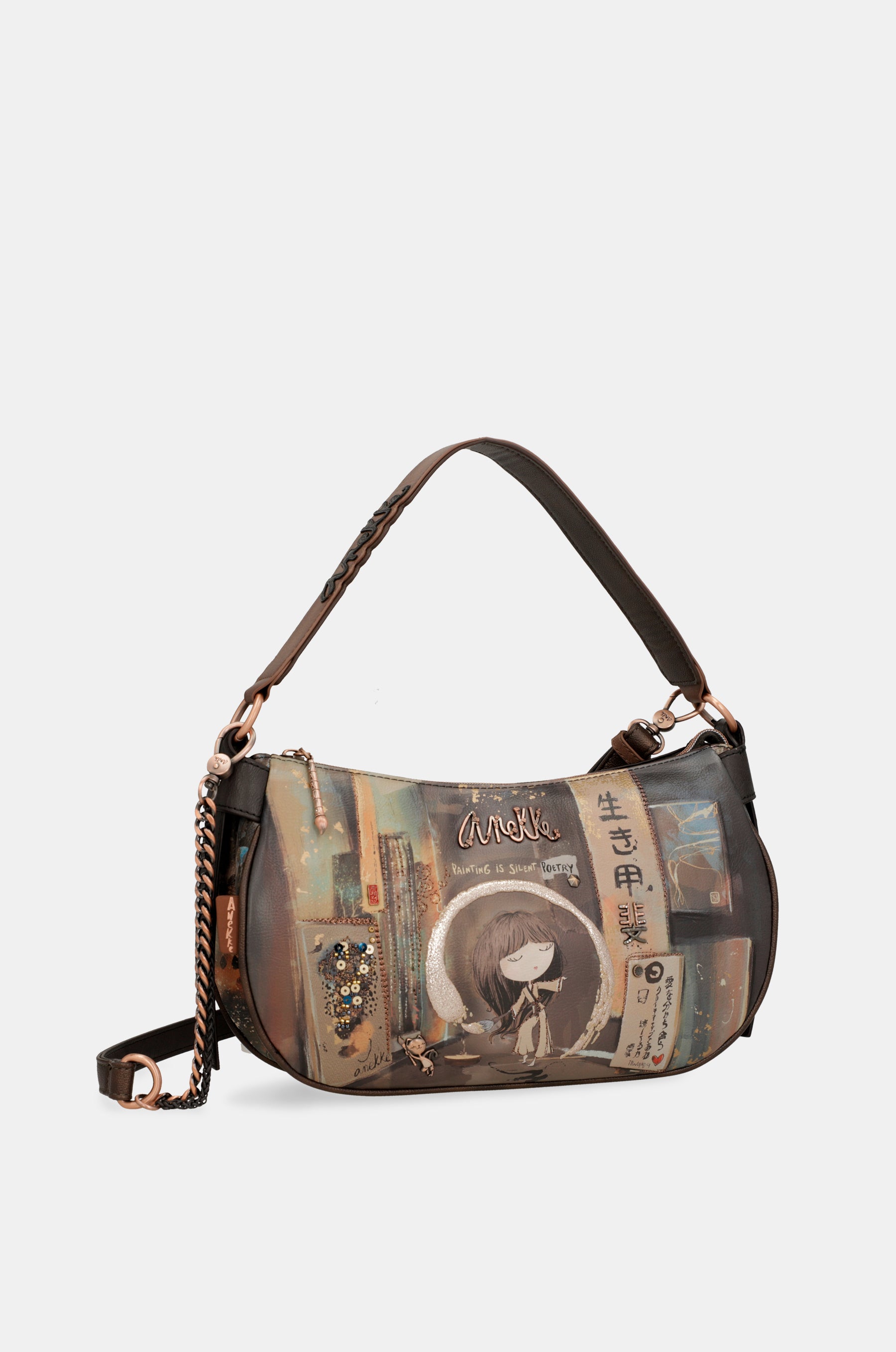 Ovale Shōen-Tasche mit Kette