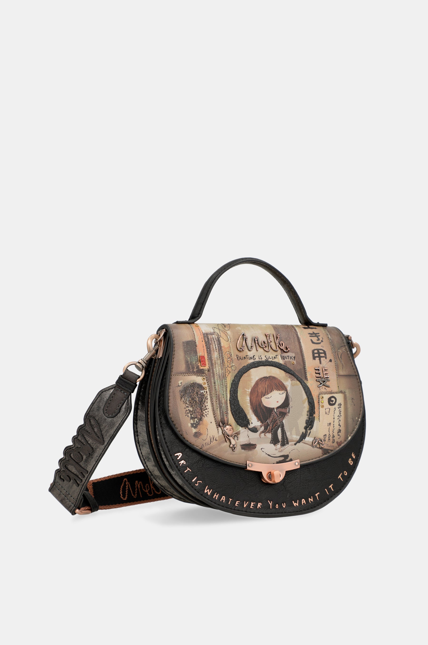 Ovale Shōen-Tasche mit Klappe