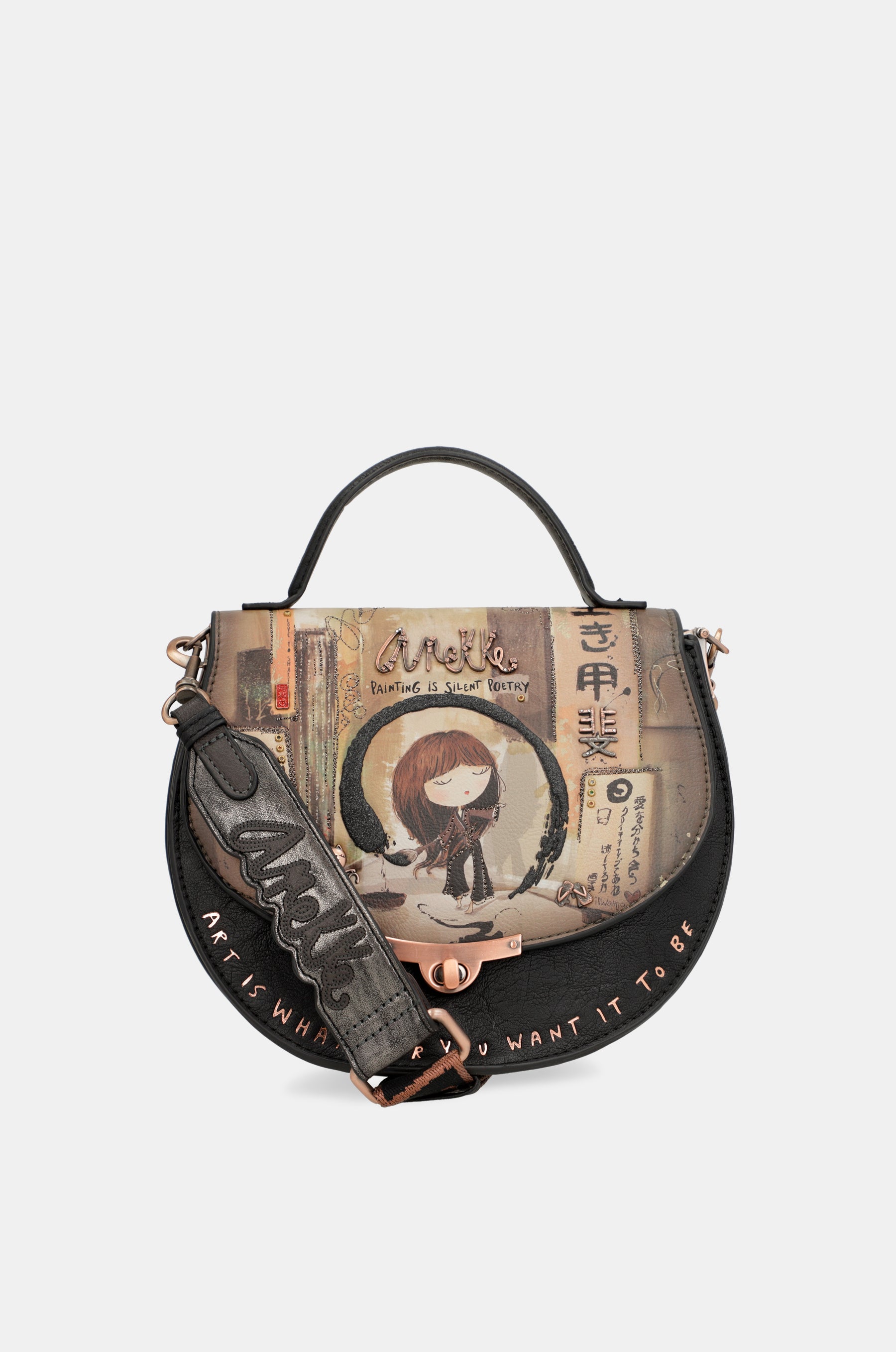 Ovale Shōen-Tasche mit Klappe