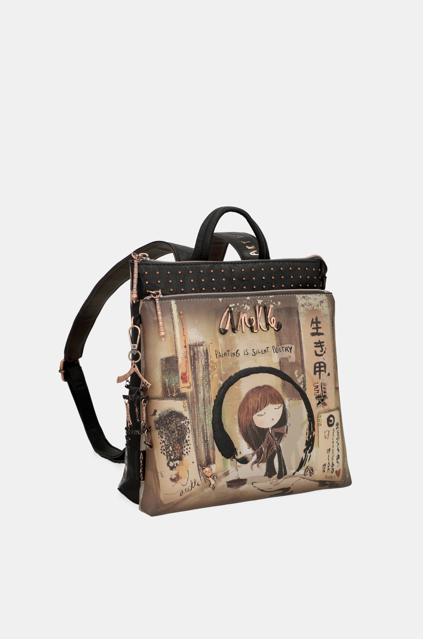 Mittelgroßer schwarzer Shōen-Rucksack