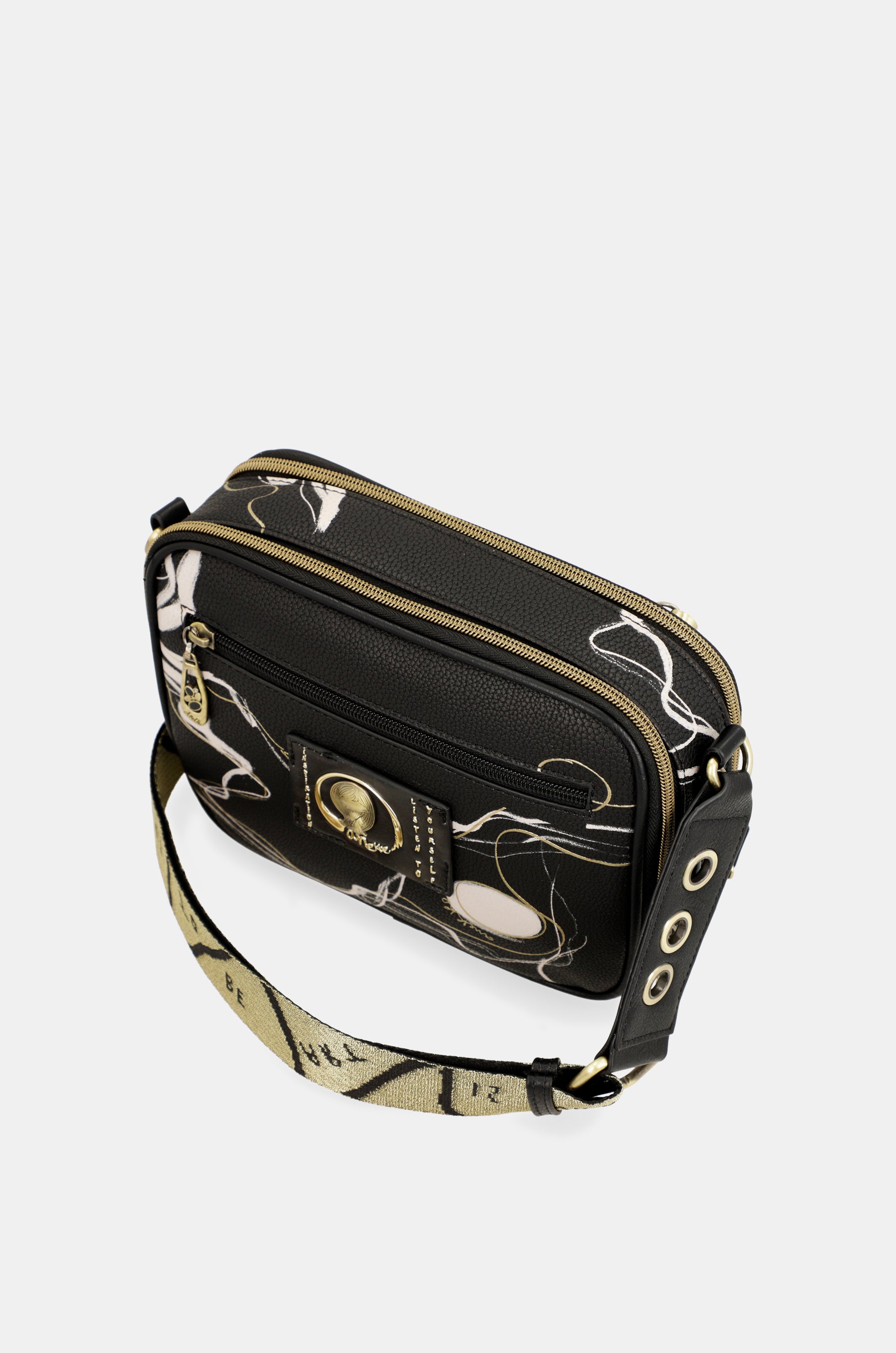 Nature Shodō schwarze Umhängetasche mit 2 Fächern