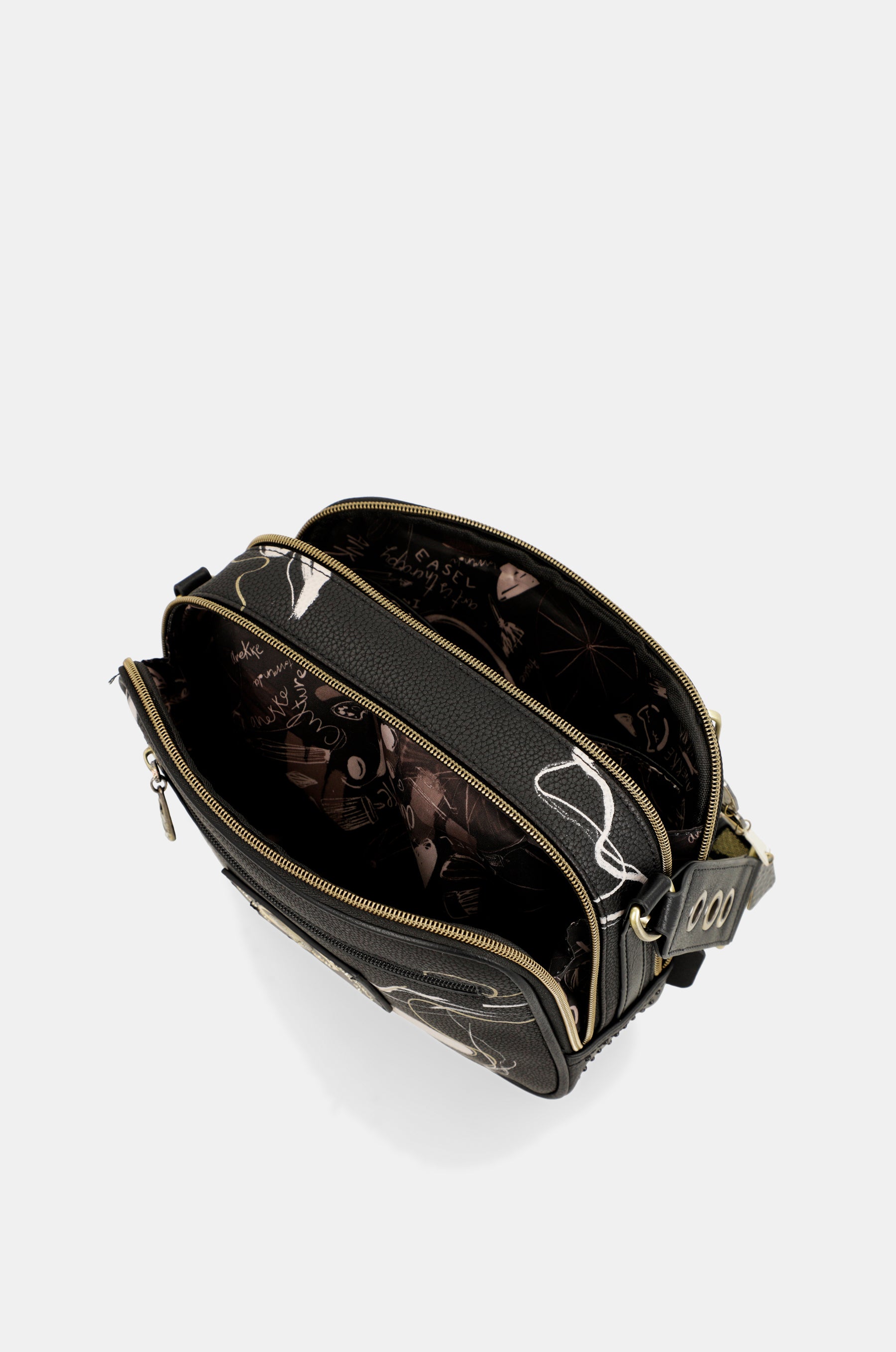 Nature Shodō schwarze Umhängetasche mit 2 Fächern