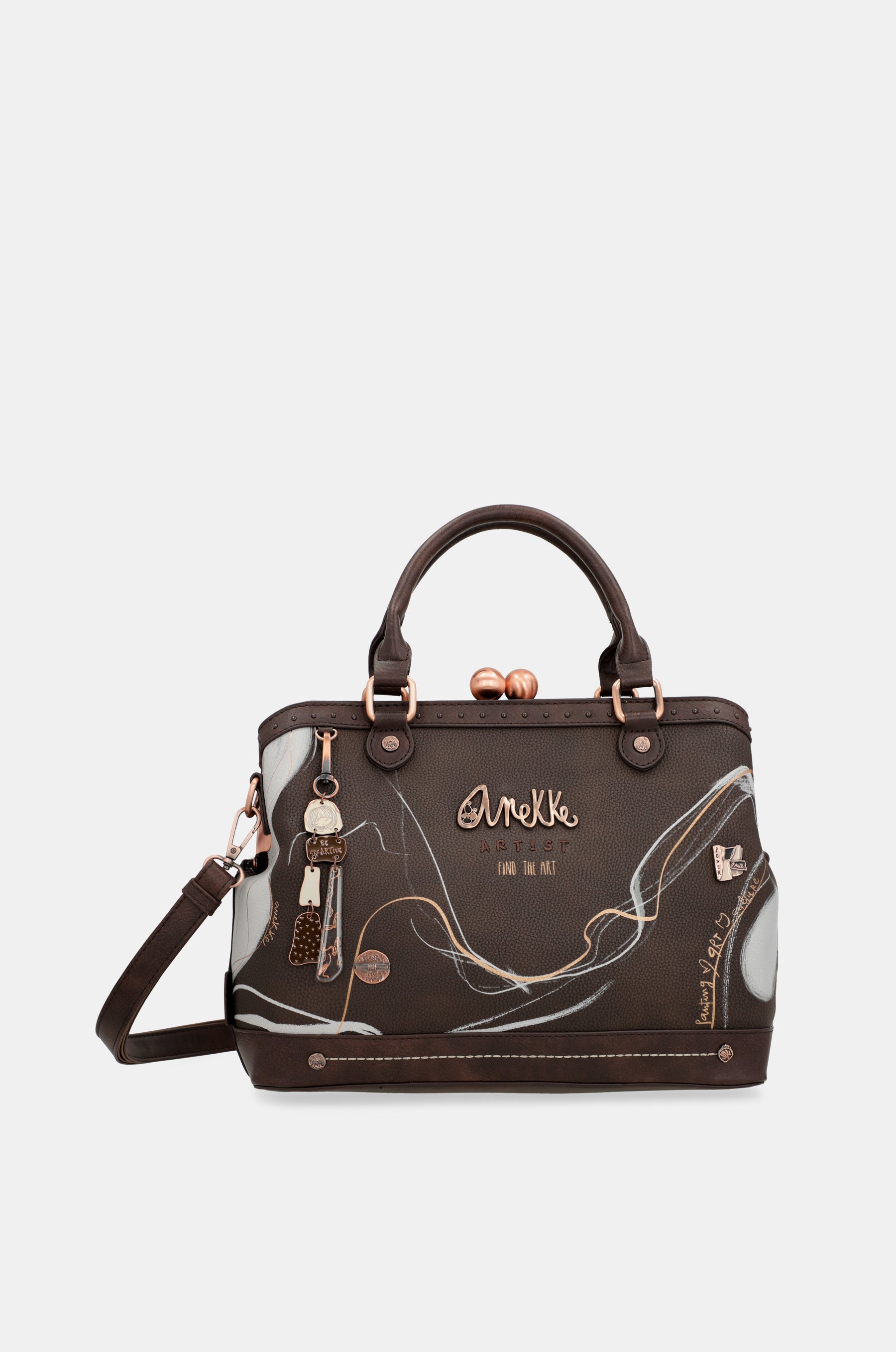 Nature Shodō Braune Mundstück-Handtasche