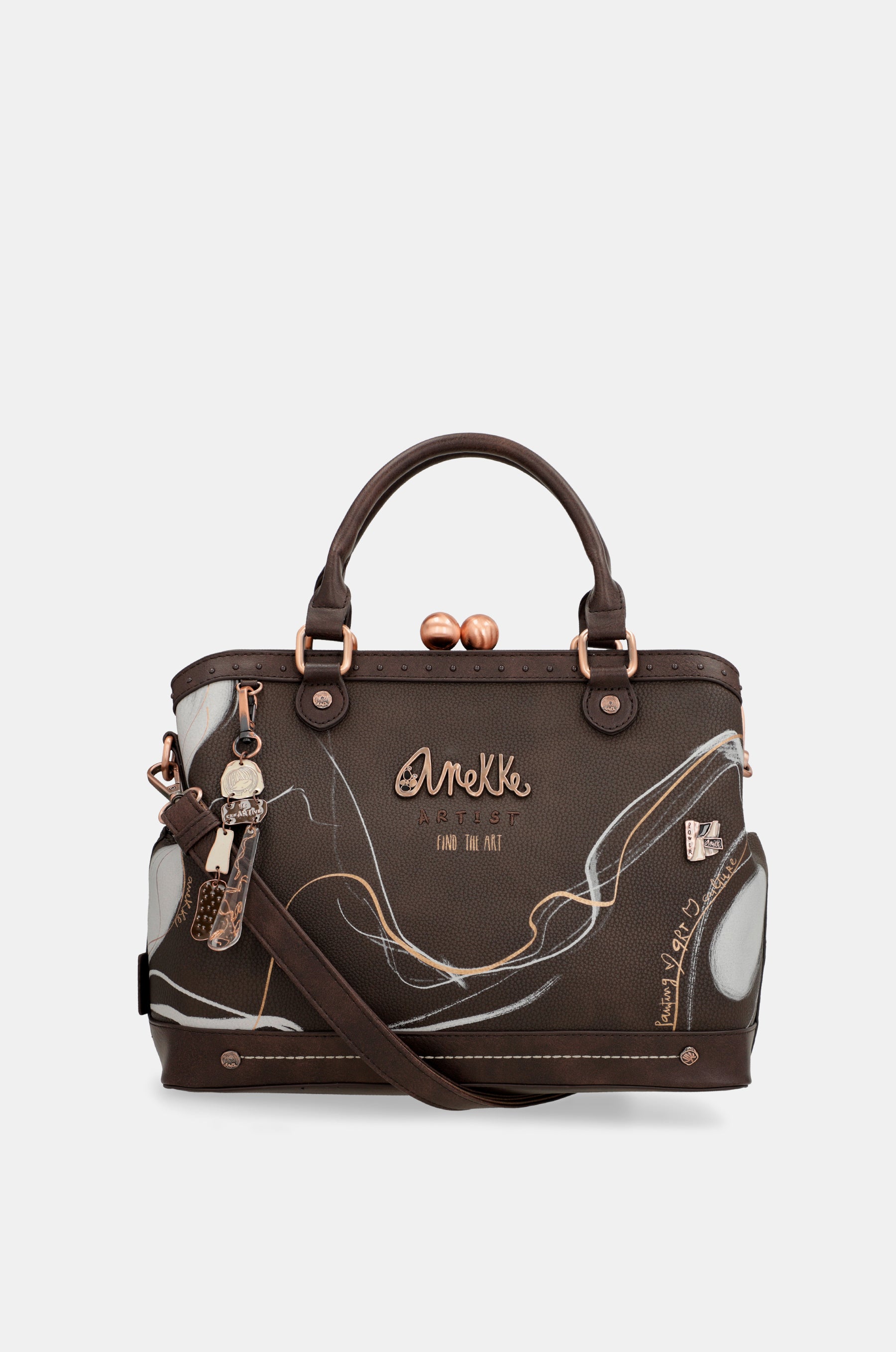Nature Shodō Braune Mundstück-Handtasche