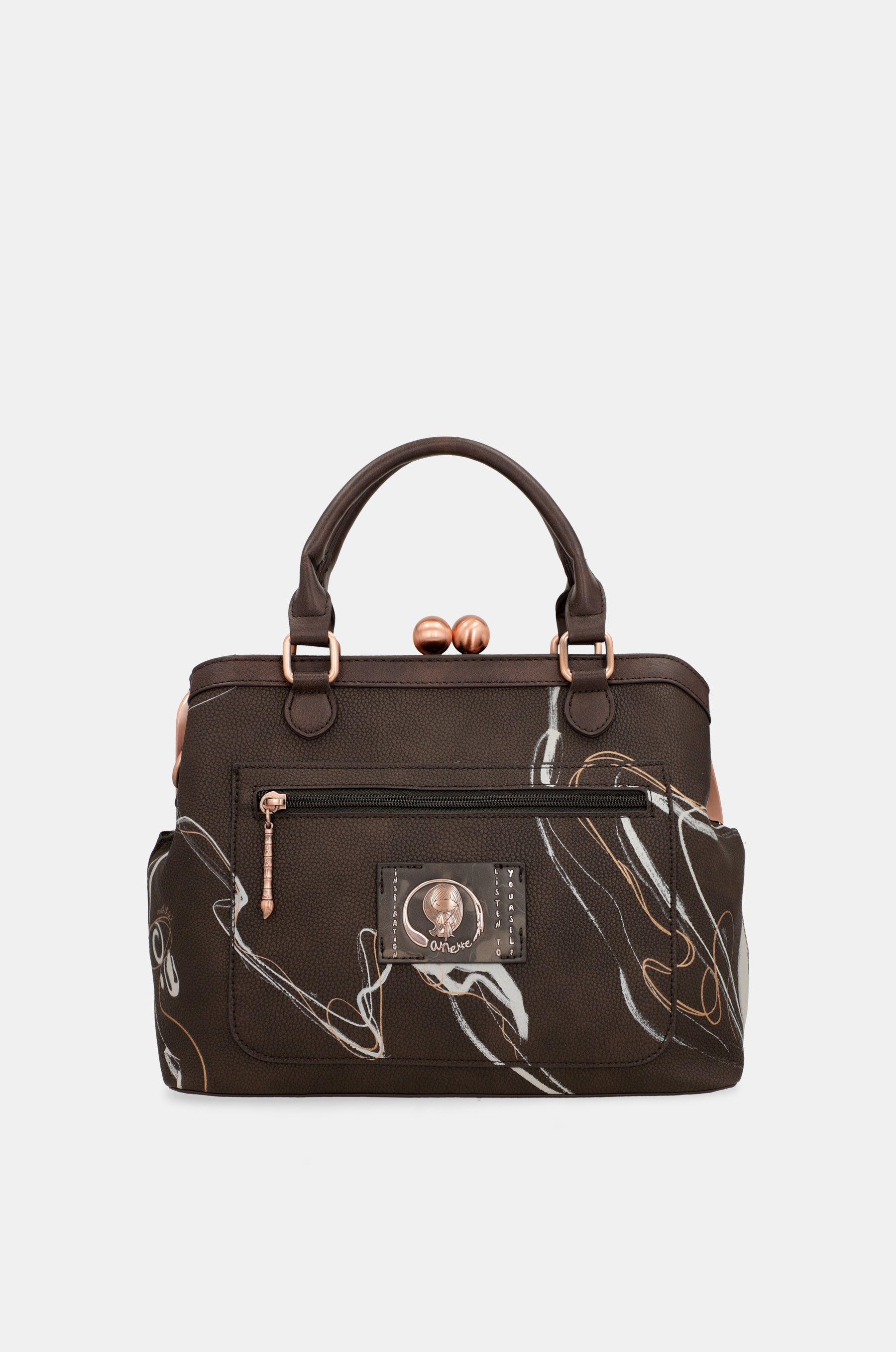 Nature Shodō Braune Mundstück-Handtasche