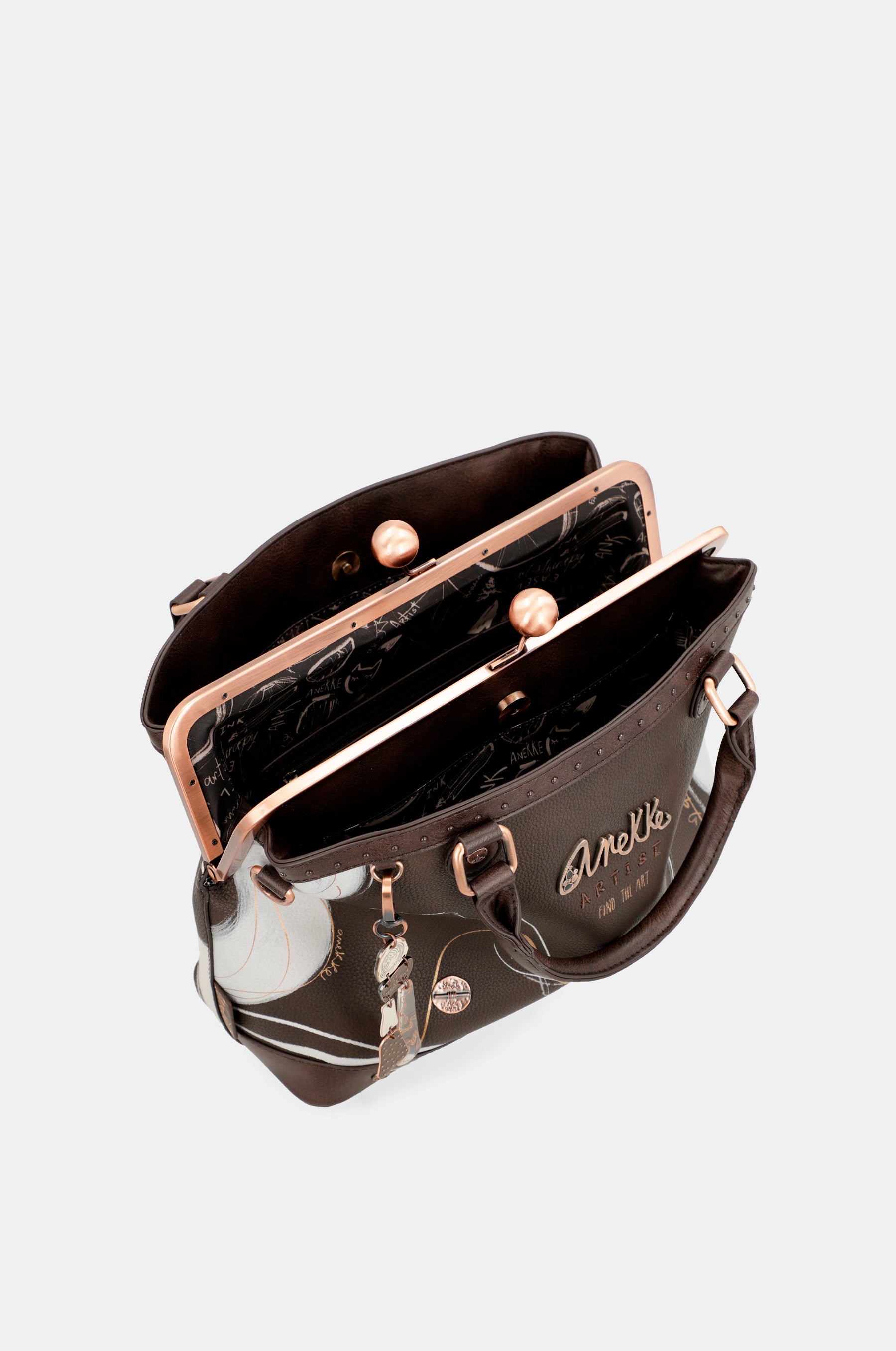 Nature Shodō Braune Mundstück-Handtasche