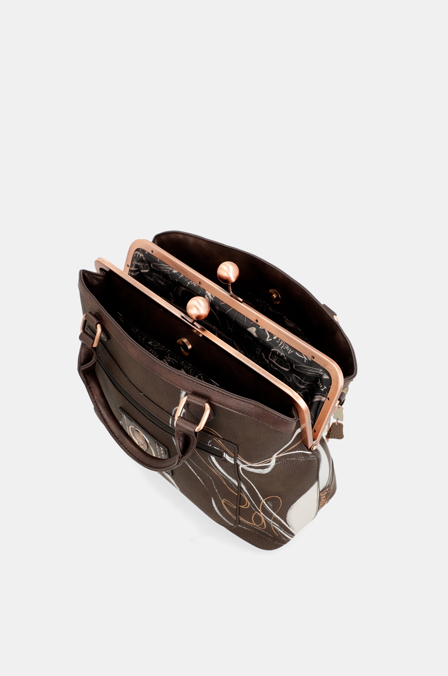 Nature Shodō Braune Mundstück-Handtasche