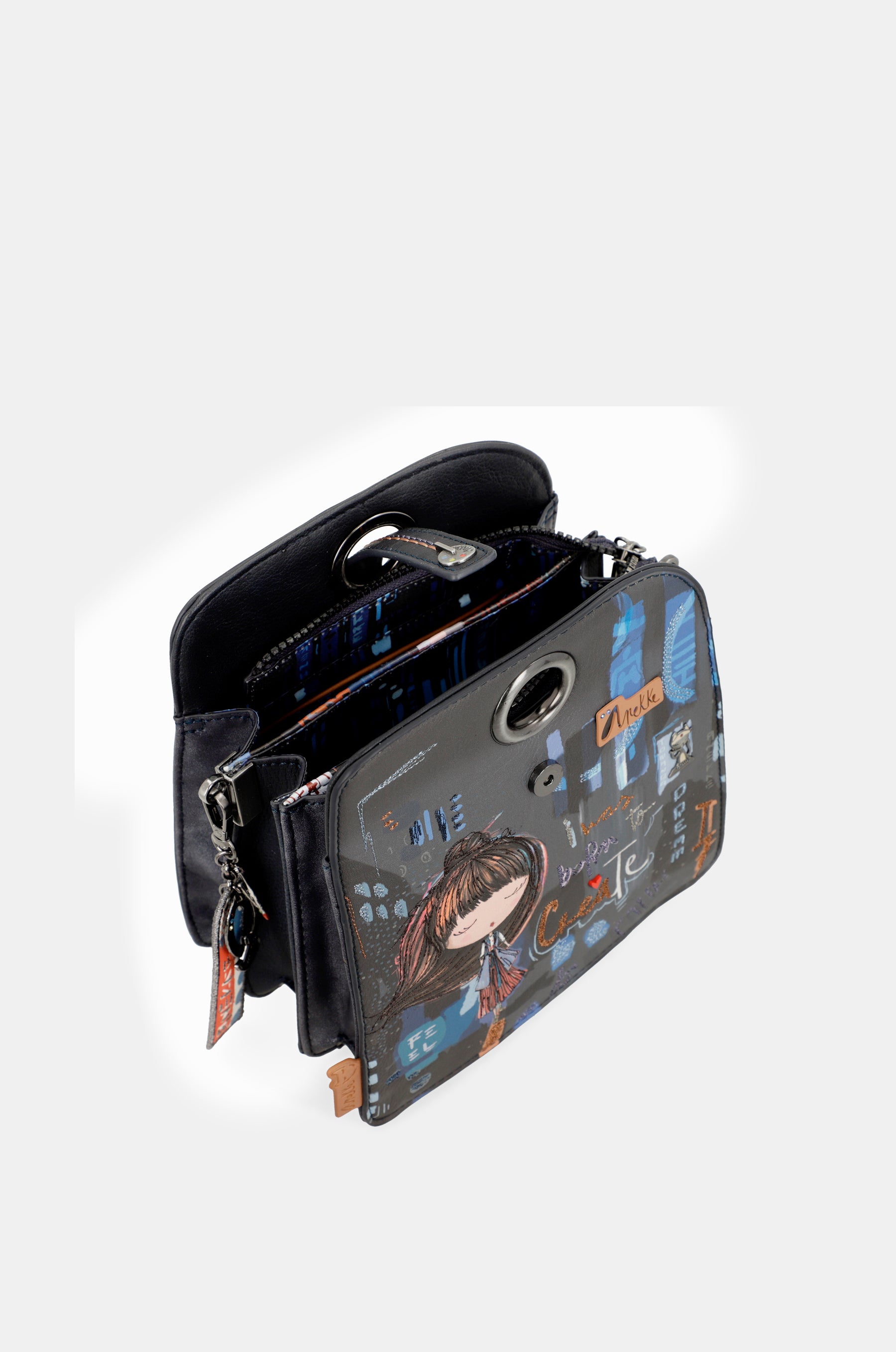Contemporary geometrische Schultertasche mit 3 Fächern