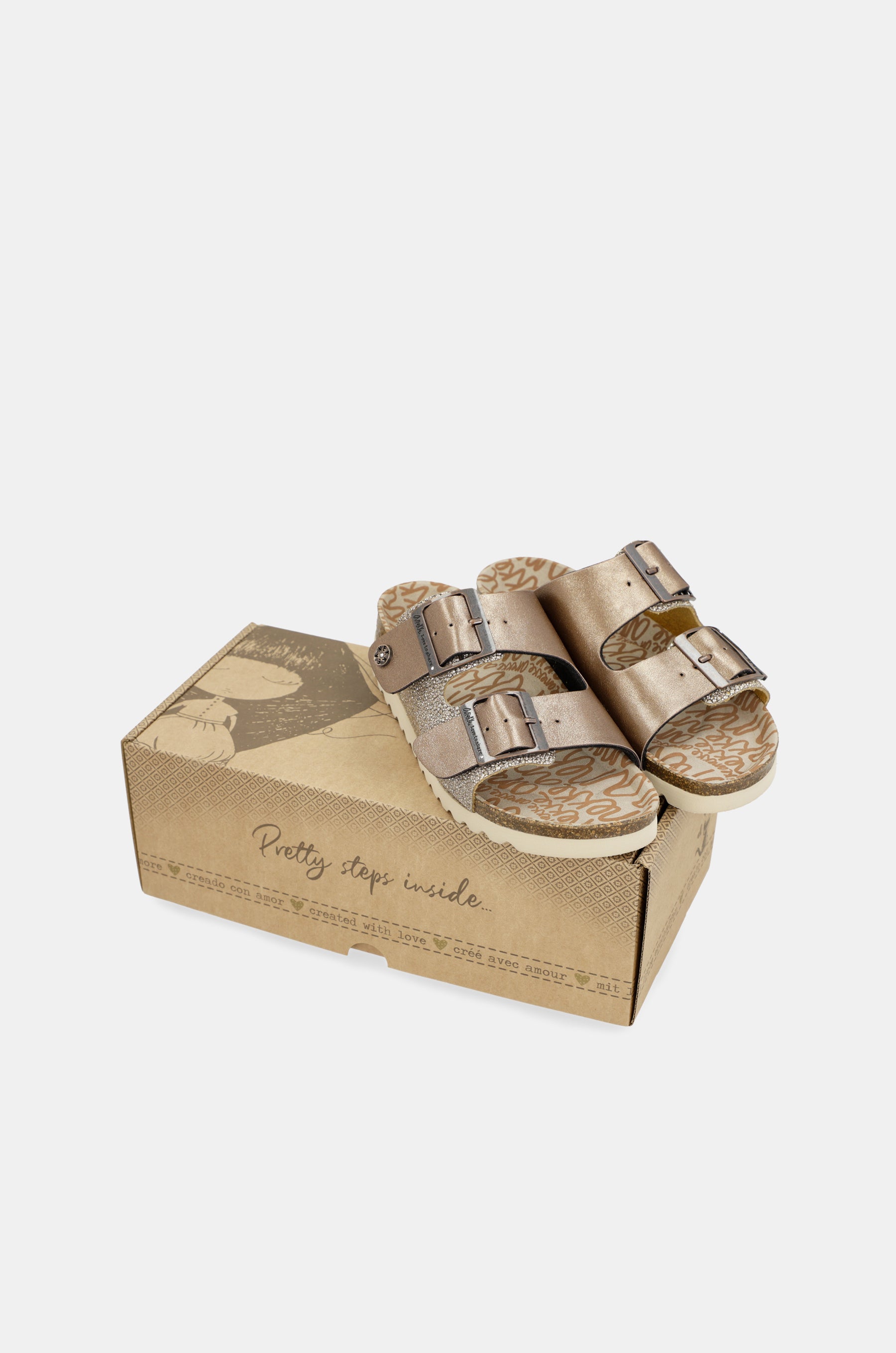 Bronzefarbene Bio-Sandalen für Damen