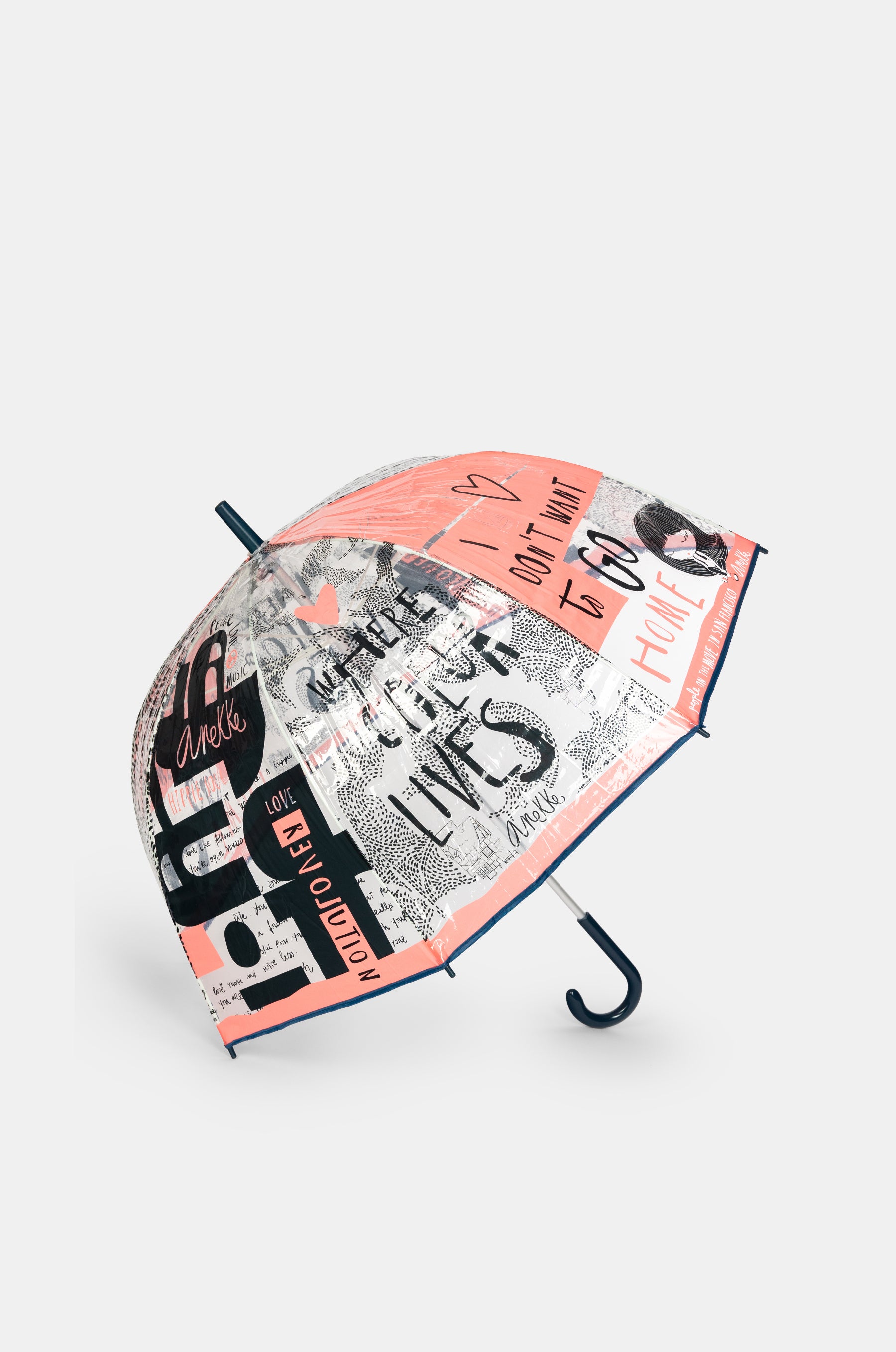Nature Sixties langer Vinyl-Regenschirm