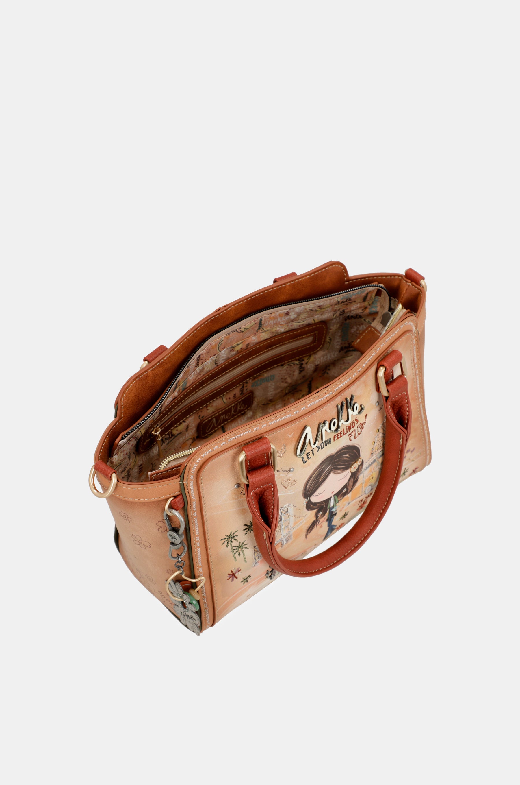 Kamelfarbene Bowlingtasche Peace & Love