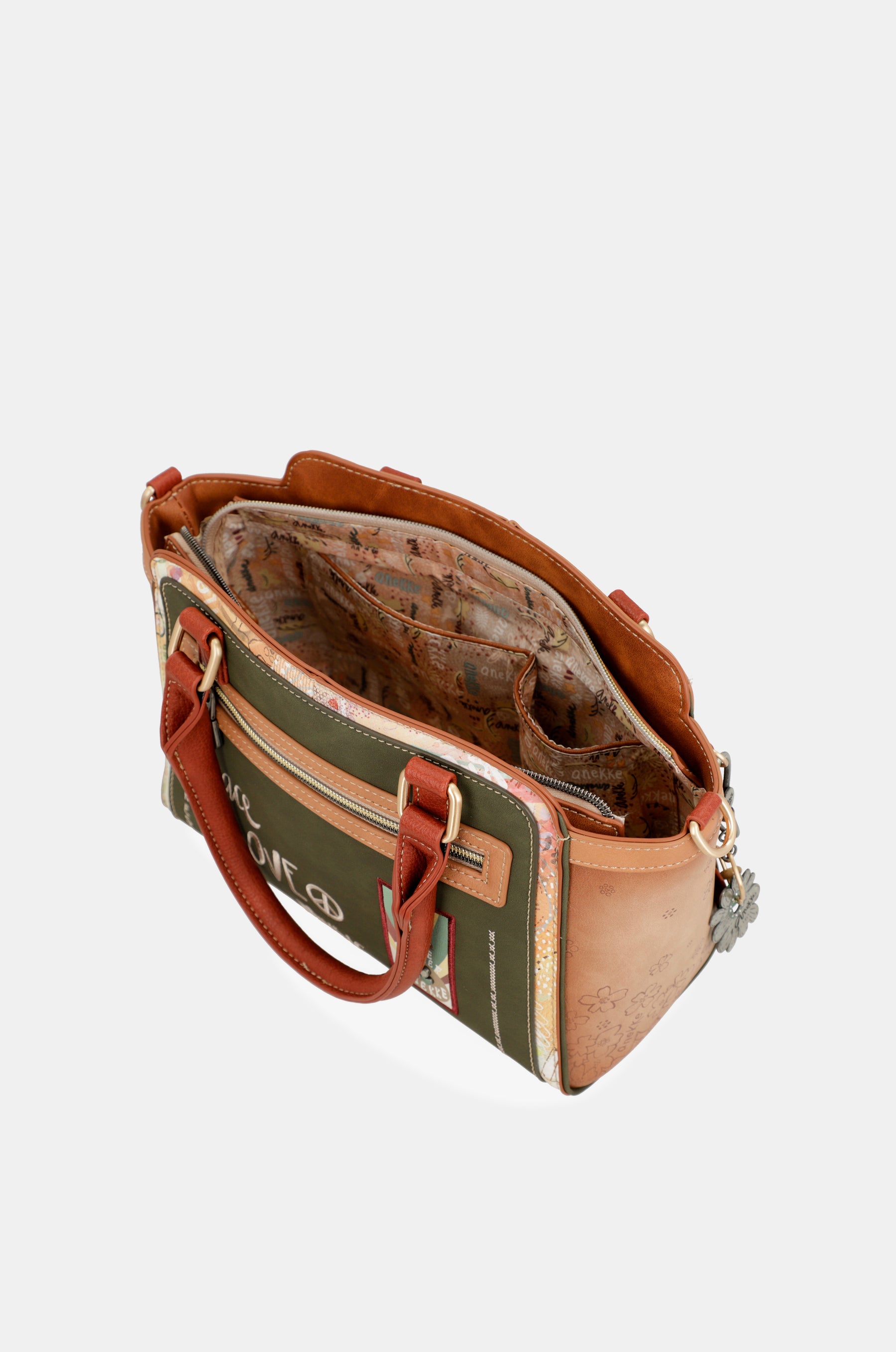 Kamelfarbene Bowlingtasche Peace & Love