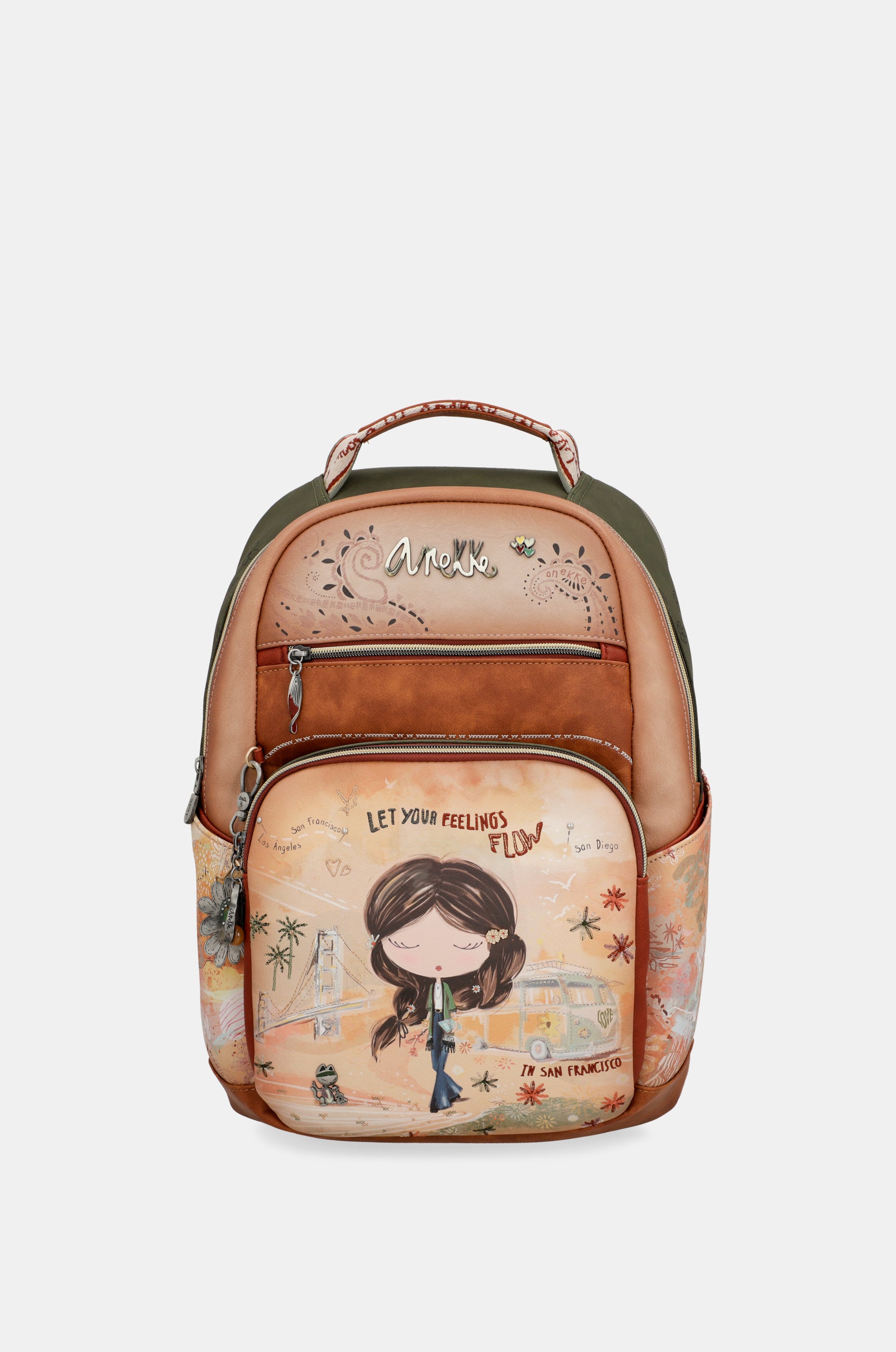 Peace & Love – Schulrucksack in Kamel