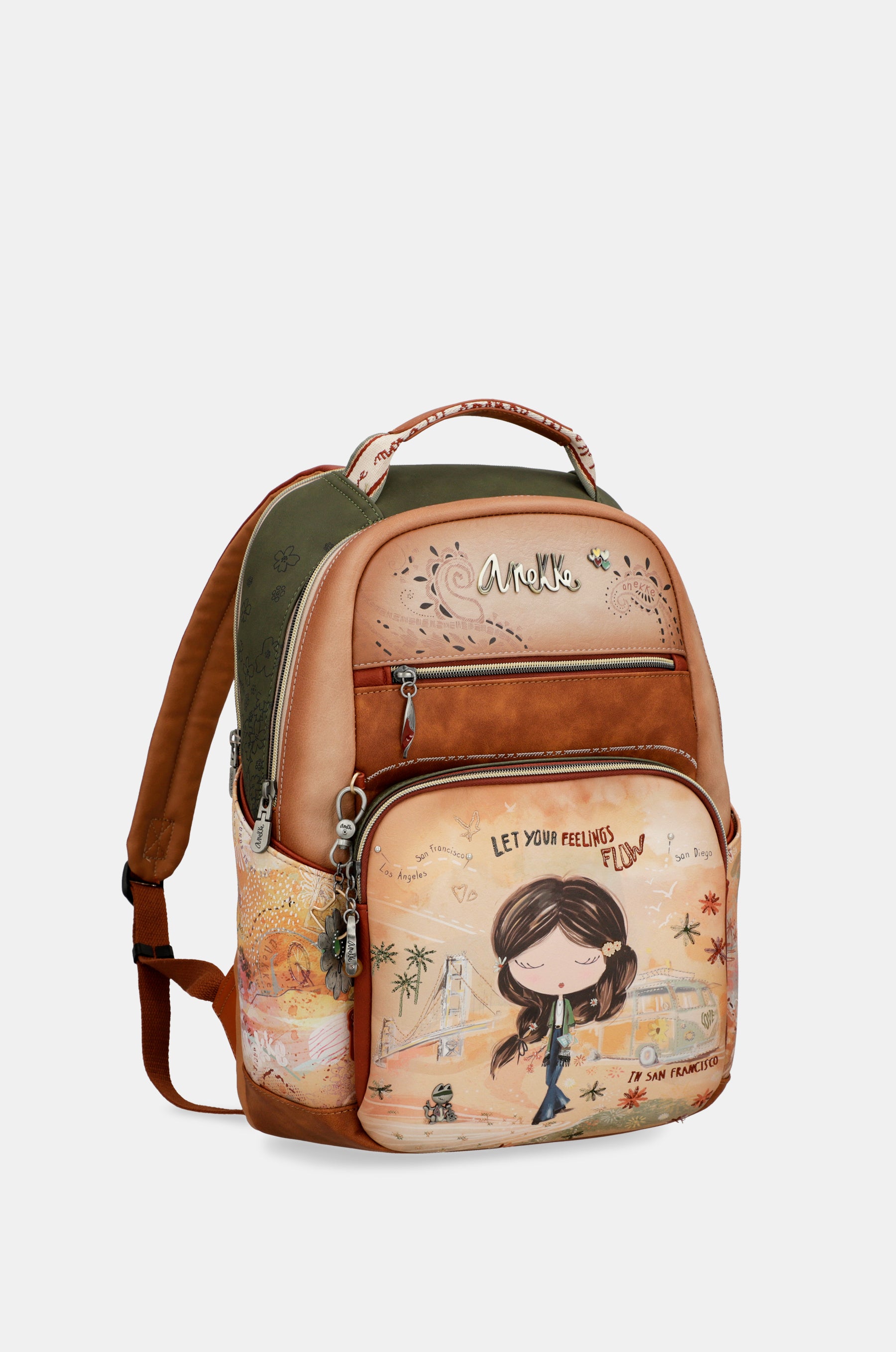 Peace & Love – Schulrucksack in Kamel