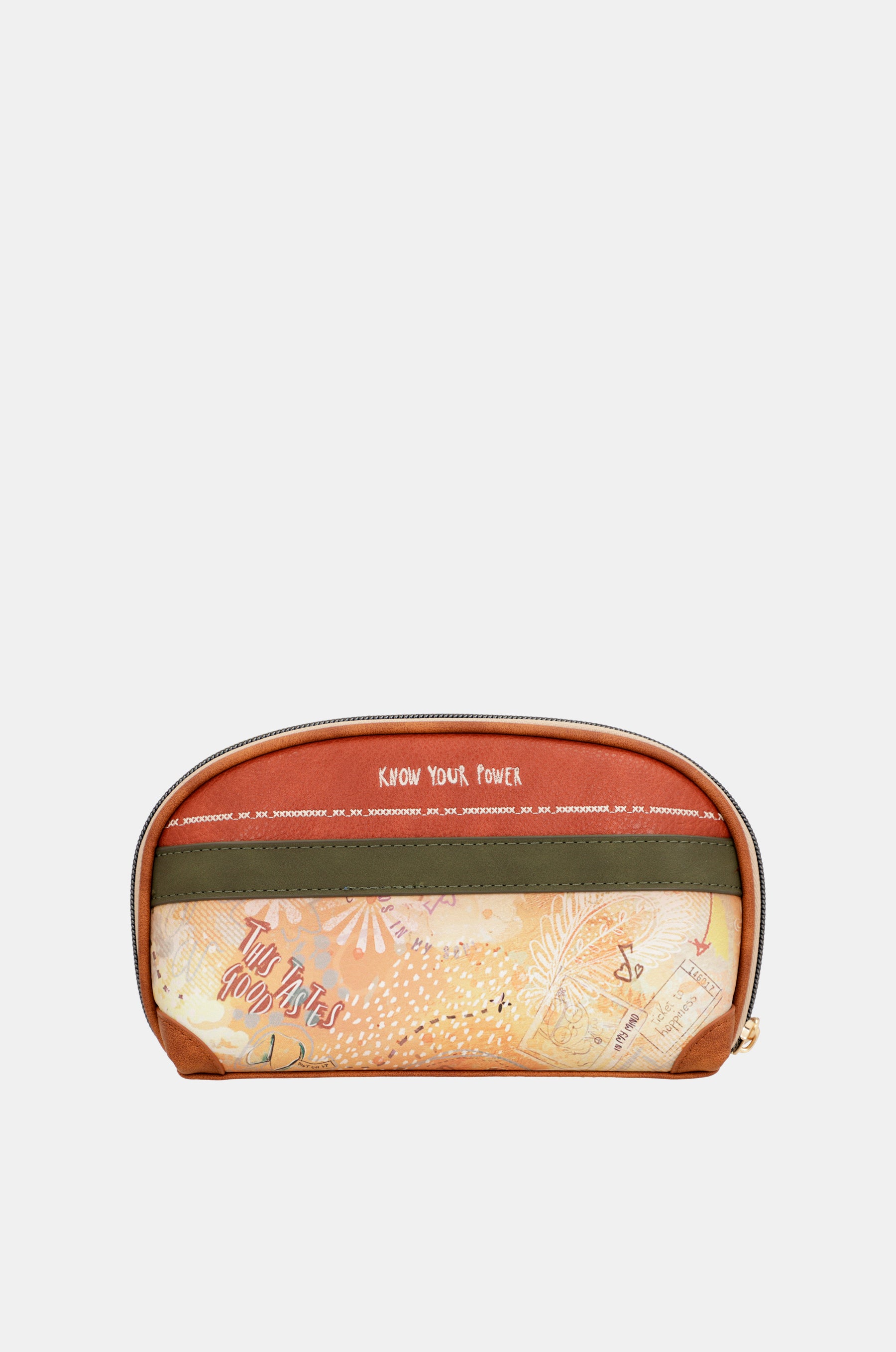 Peace & Love – Kamelfarbene RFID-Reisetasche