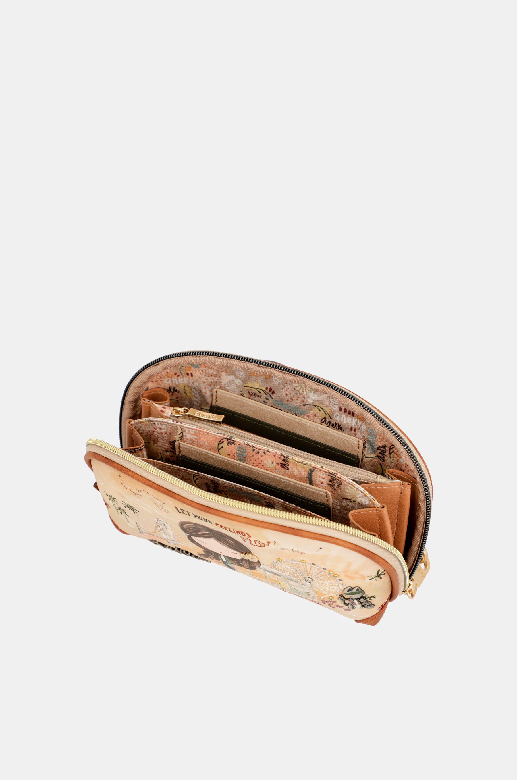 Peace & Love – Kamelfarbene RFID-Reisetasche