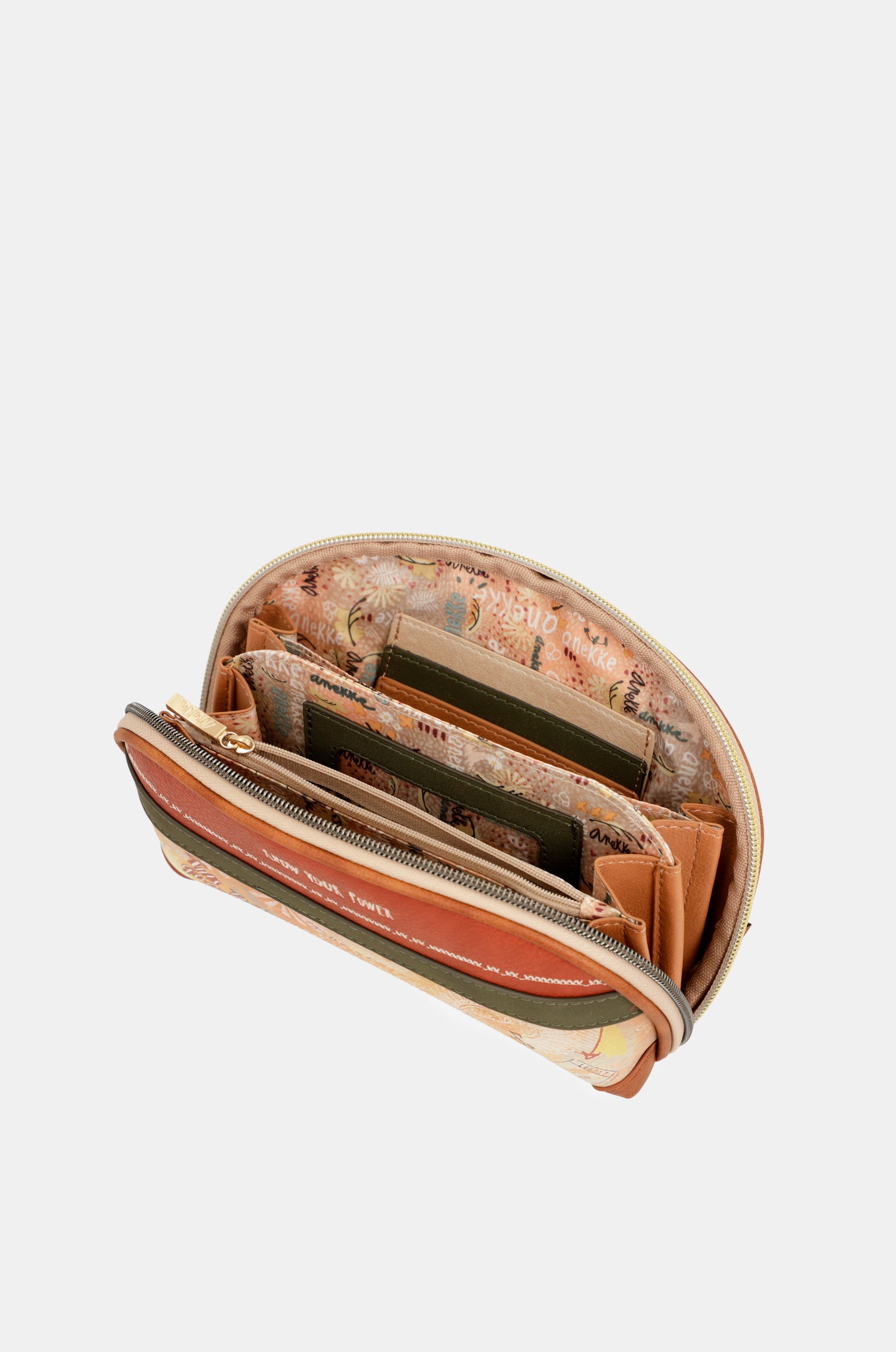 Peace & Love – Kamelfarbene RFID-Reisetasche
