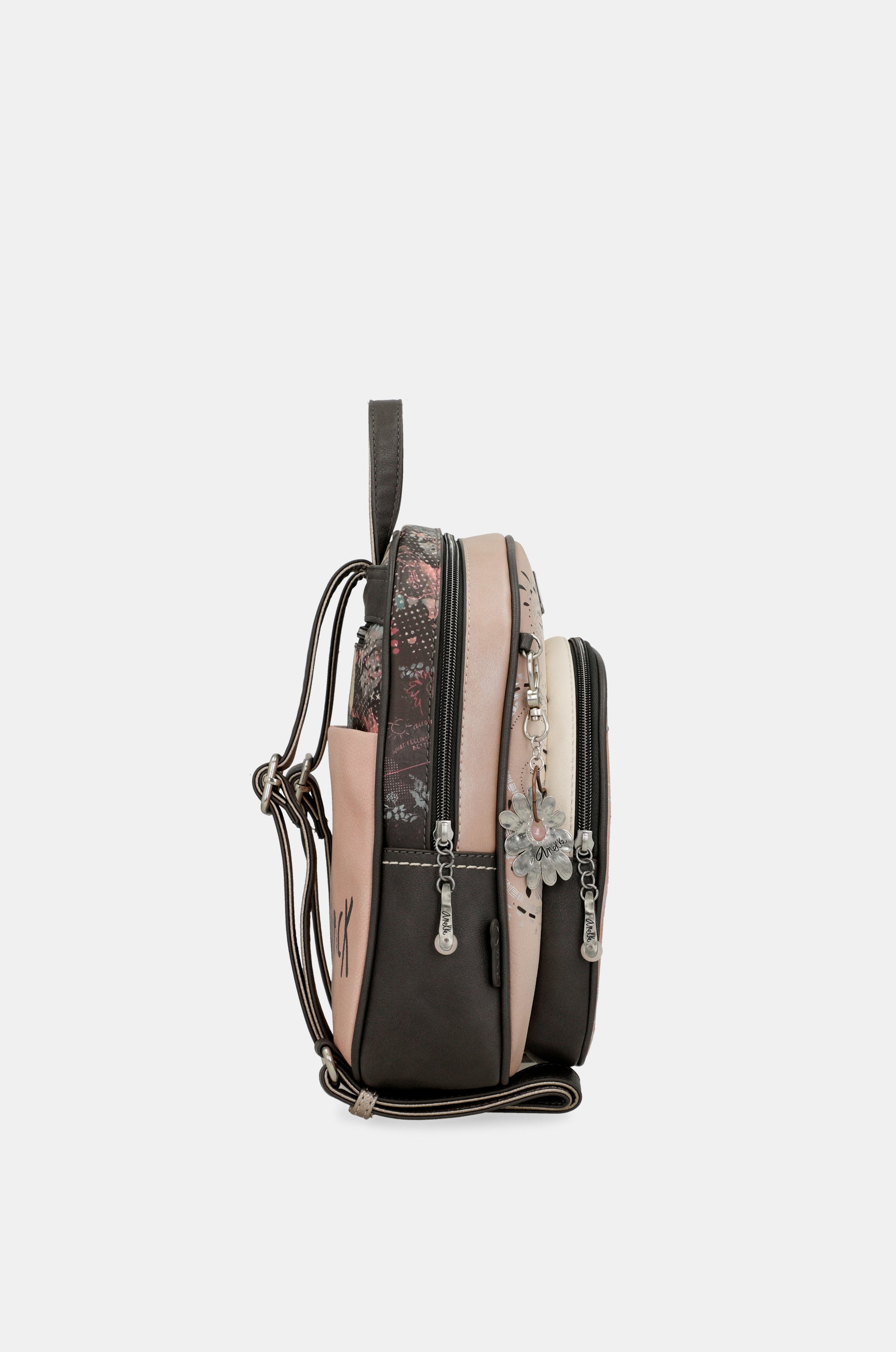 Mittelgroßer Rucksack Peace & Love in Rosa