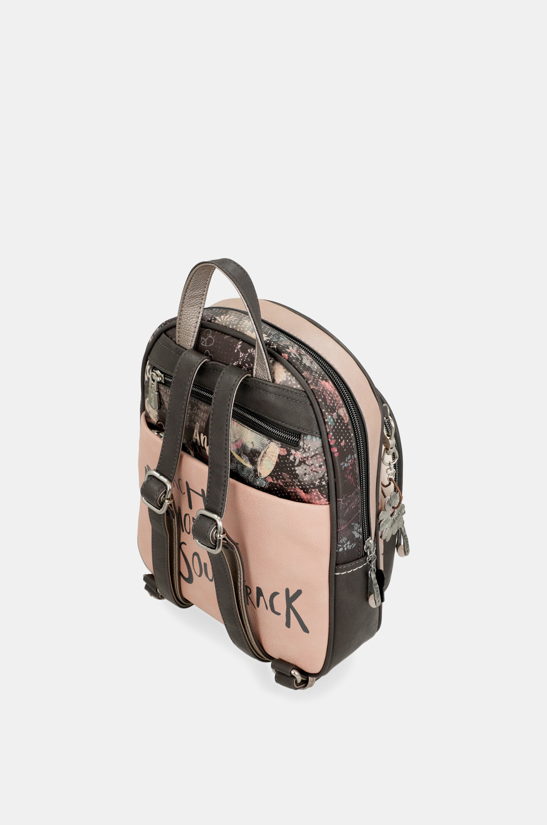 Mittelgroßer Rucksack Peace & Love in Rosa