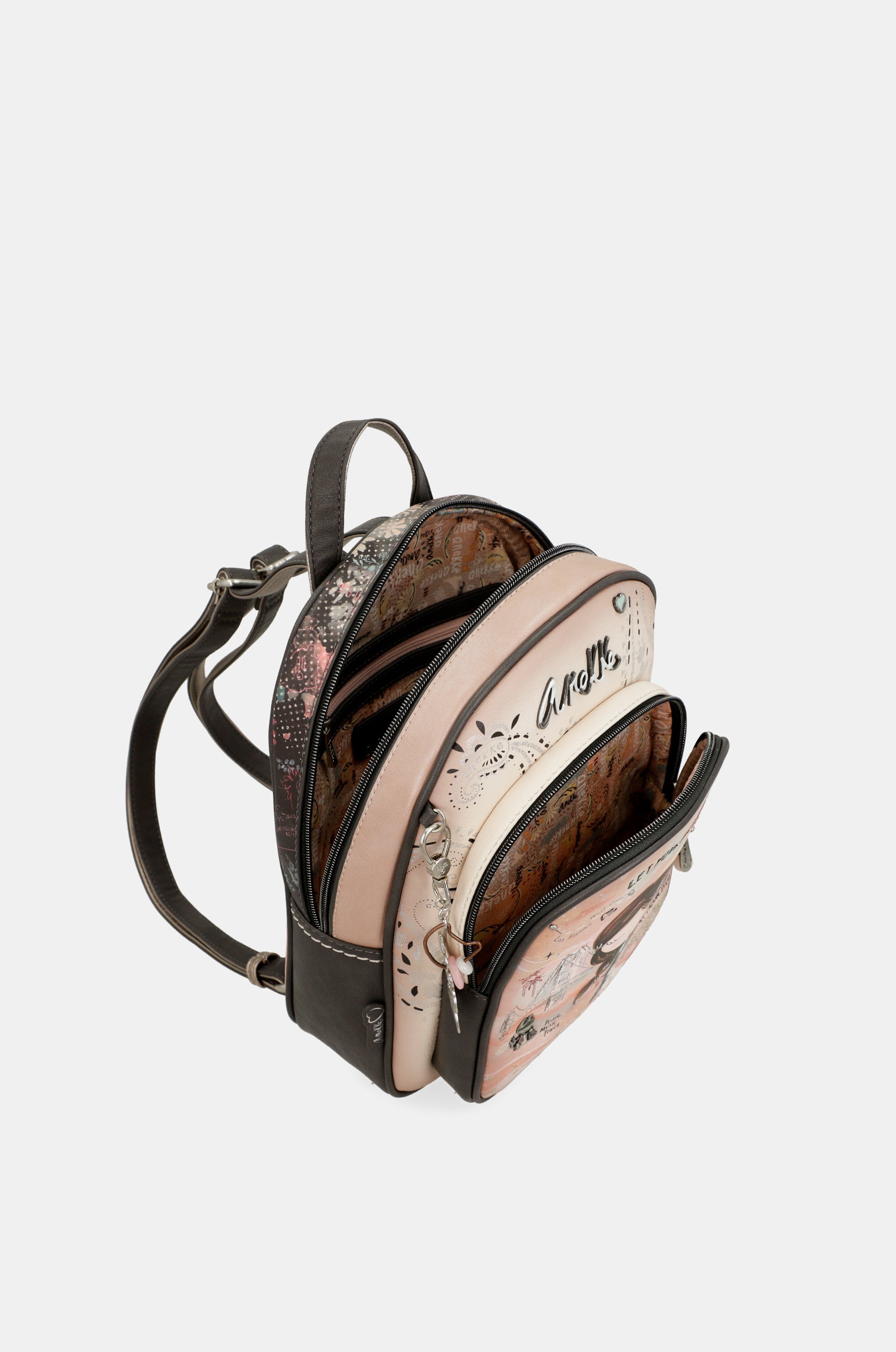 Mittelgroßer Rucksack Peace & Love in Rosa