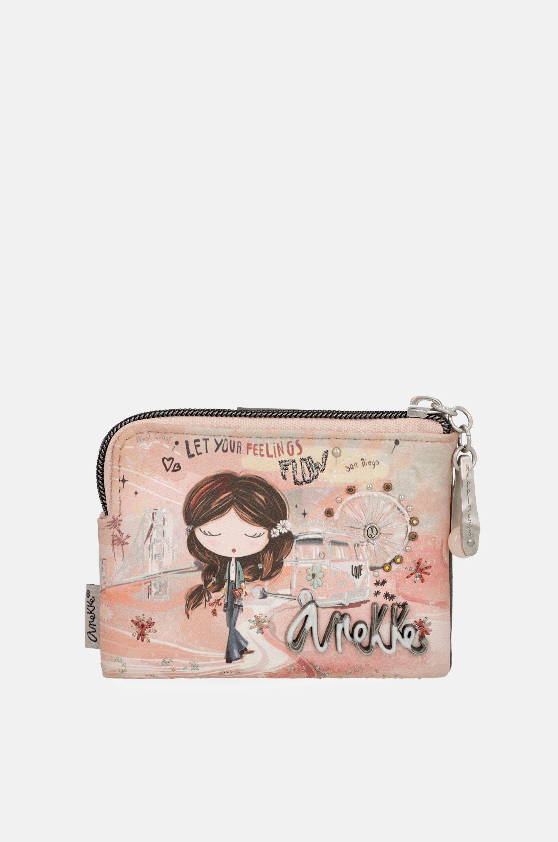 Peace & Love kleine rosa RFID-Geldbörse